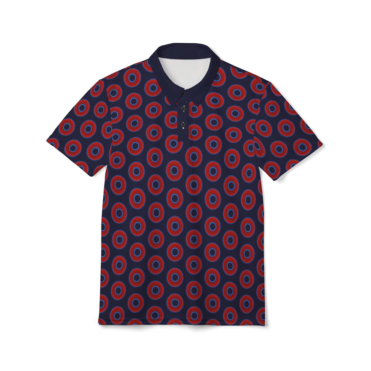 AOP Donut Polo - vivid donut print w/midnight blue background [unisex]