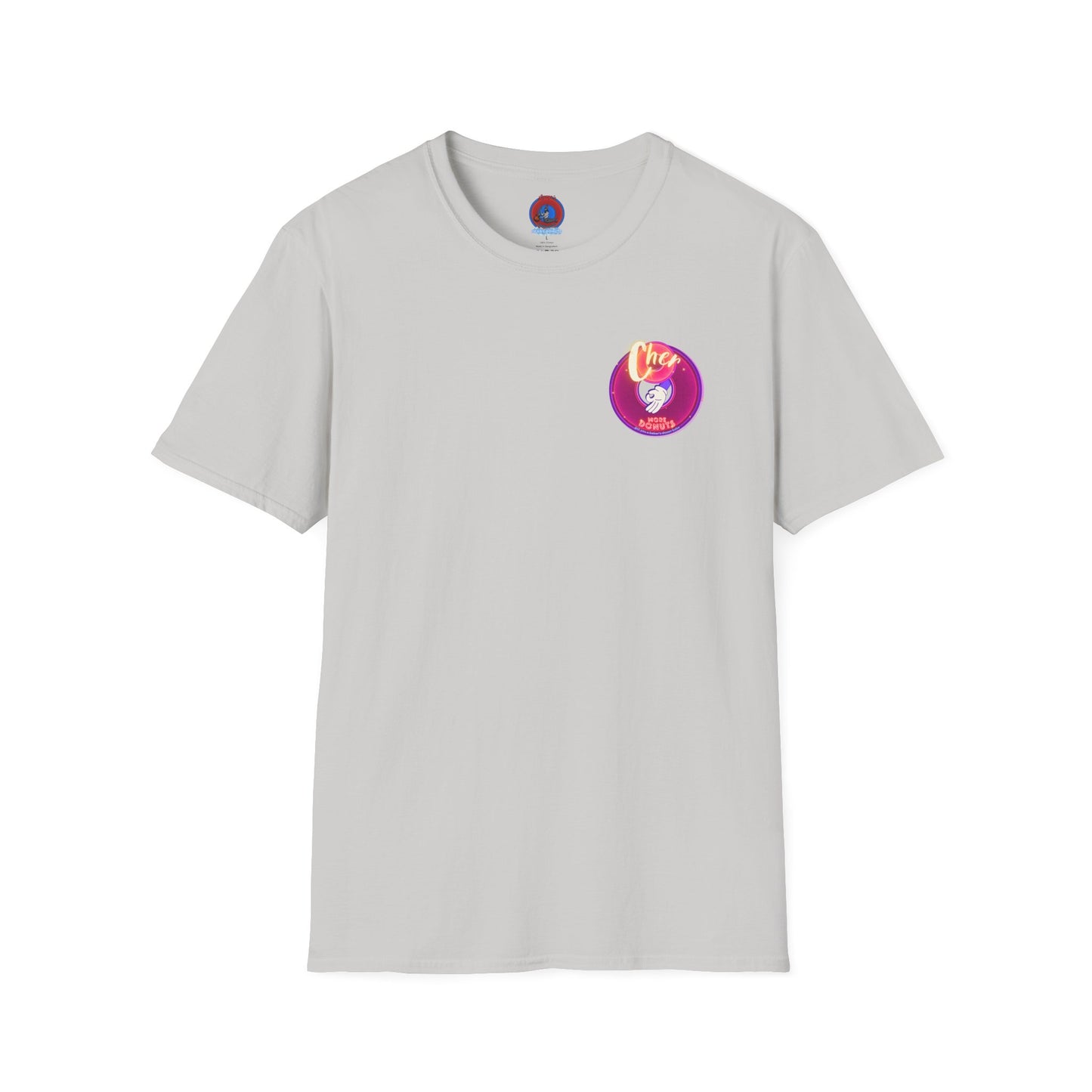 Classic Donut Tee - Unisex Soft-Style - "Cher-ing is Caring" - series 1.0  - variant 1 - magenta donuts [*charitable donut]