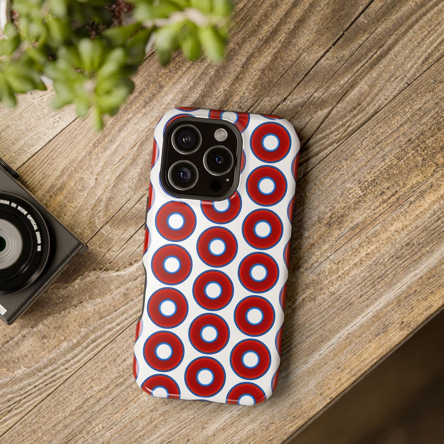 Magnetic Tough Donut Case - red vivid donut print w/white background