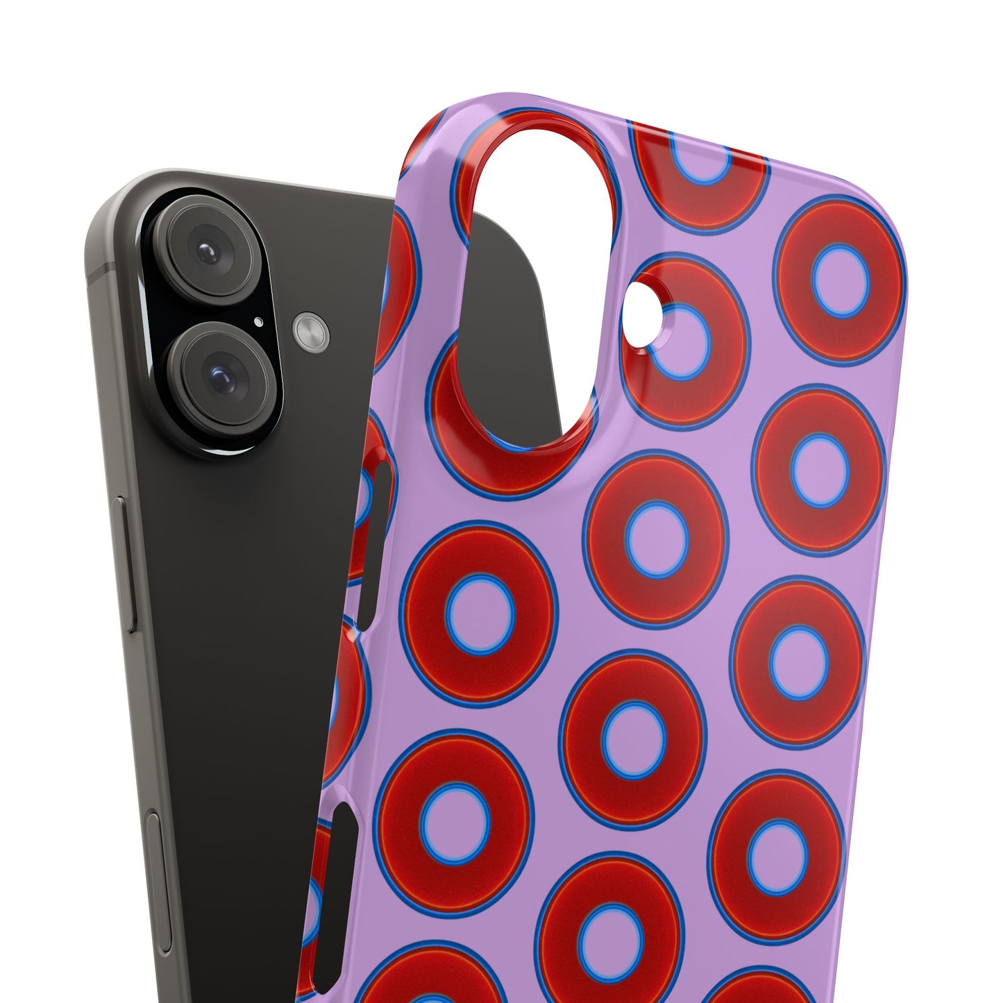 Lumpy Donut Snap Case - red vivid donut print w/wisteria purple background