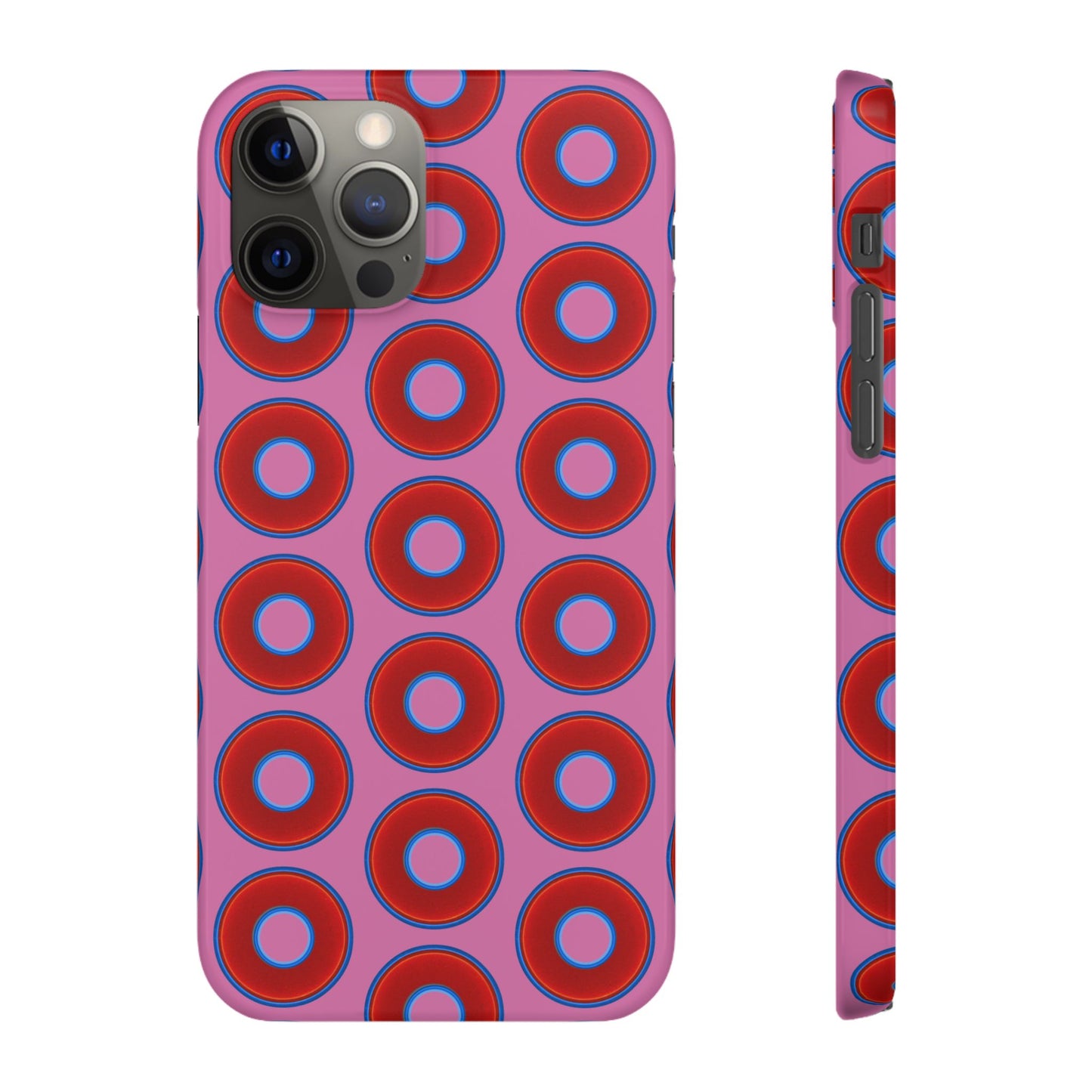 Lumpy Donut Snap Case - red vivid donut print w/light pink background