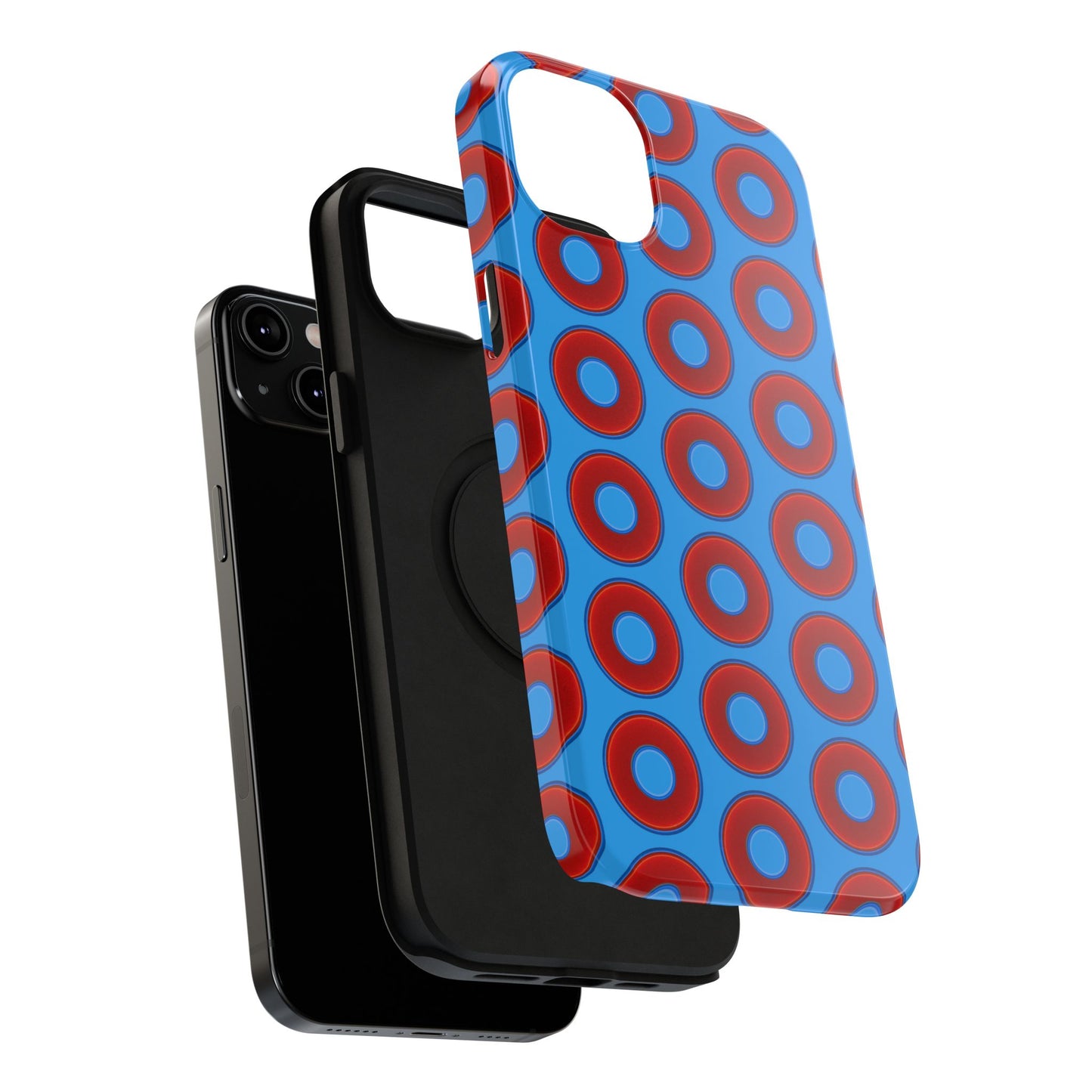 Impact-Resistant Lumpy Donut Case - red vivid donut print w/sky royal blue background