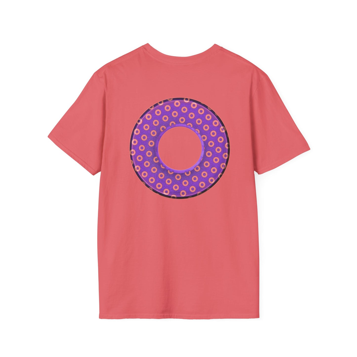 Plain Donuts/Unisex Soft-Style - "Plain Electric Paradoxical Donuts" - light purple/coral donuts