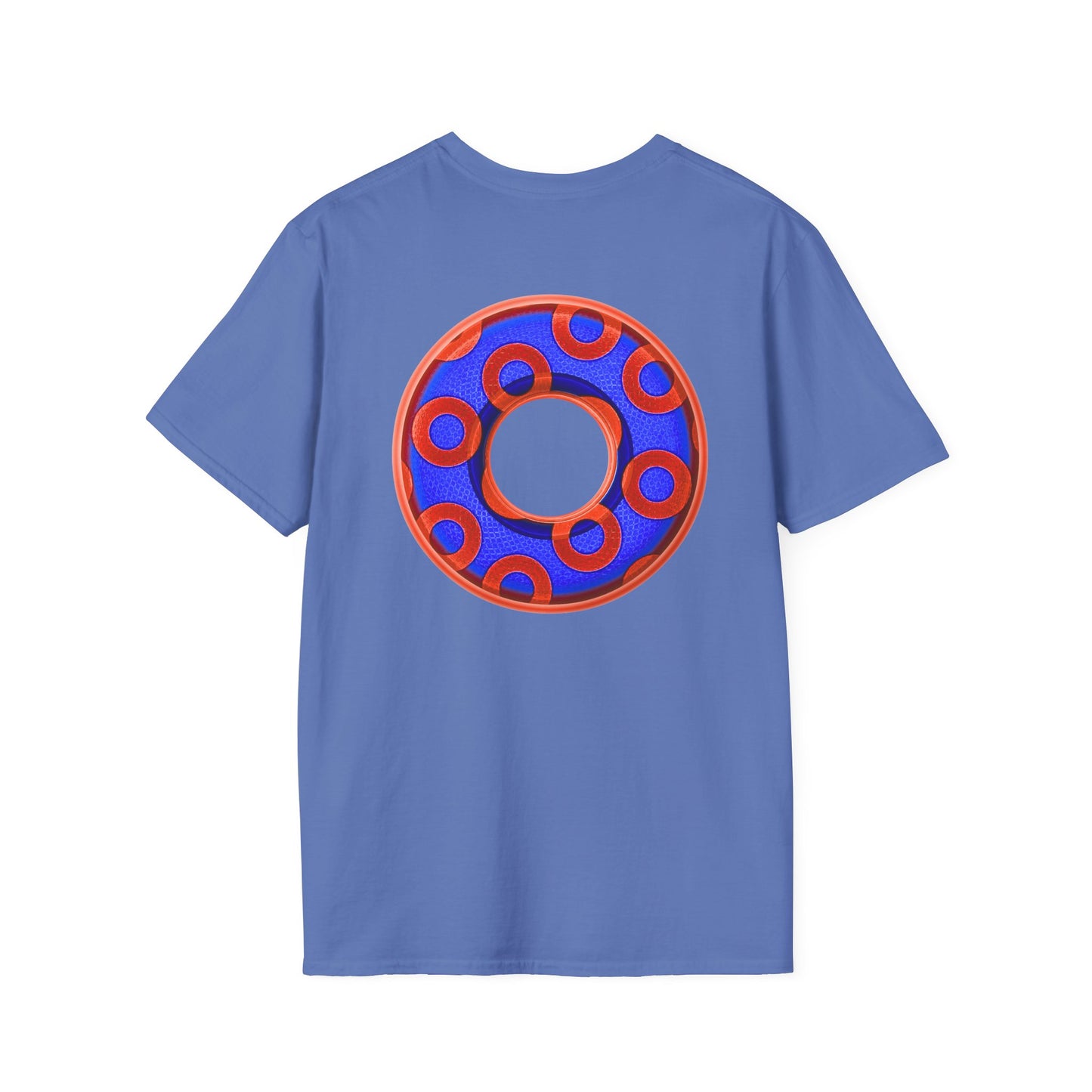 Plain Donuts/Unisex Soft-Style - "Plain Rustic Paradoxical Donuts" - electric blue/red donuts