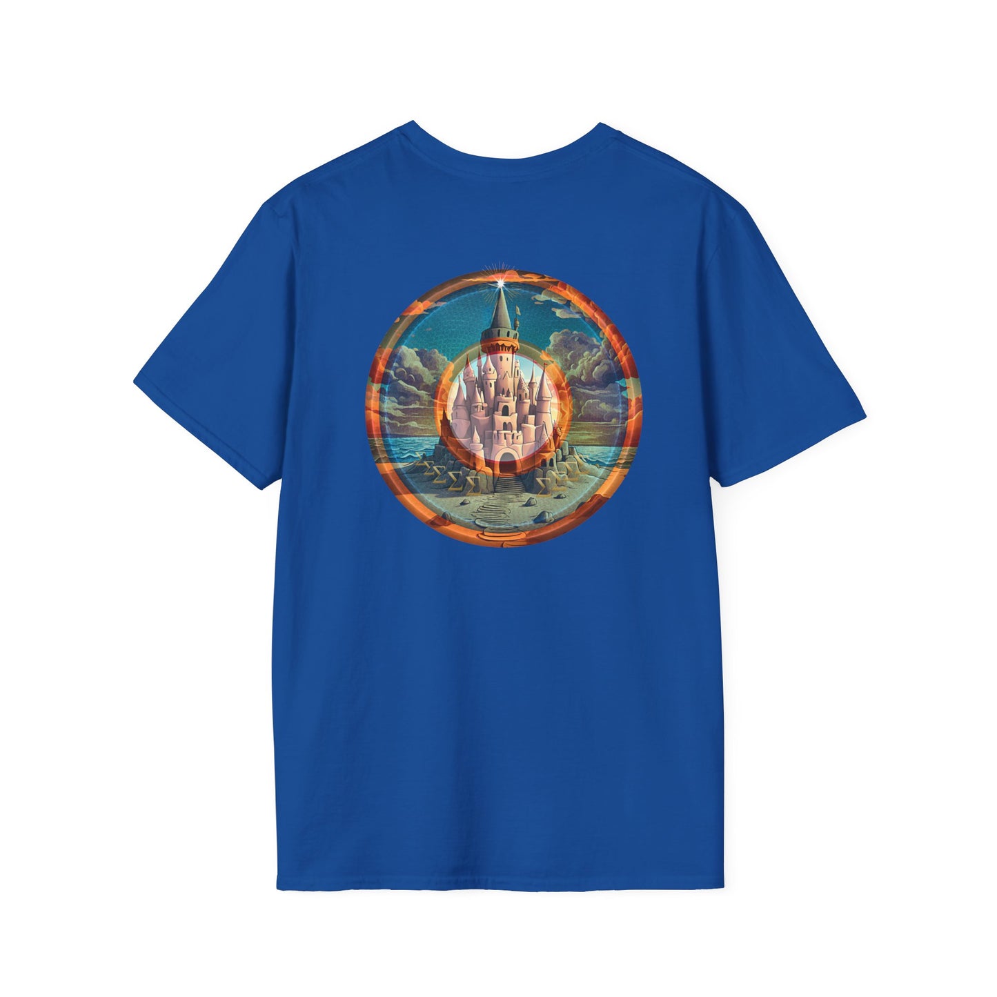 Classic Donut Tee - Unisex Soft-Style - "The Donut that Tides Never Reached" - series 1.0  - variant 1 - plain - blue/orange donut