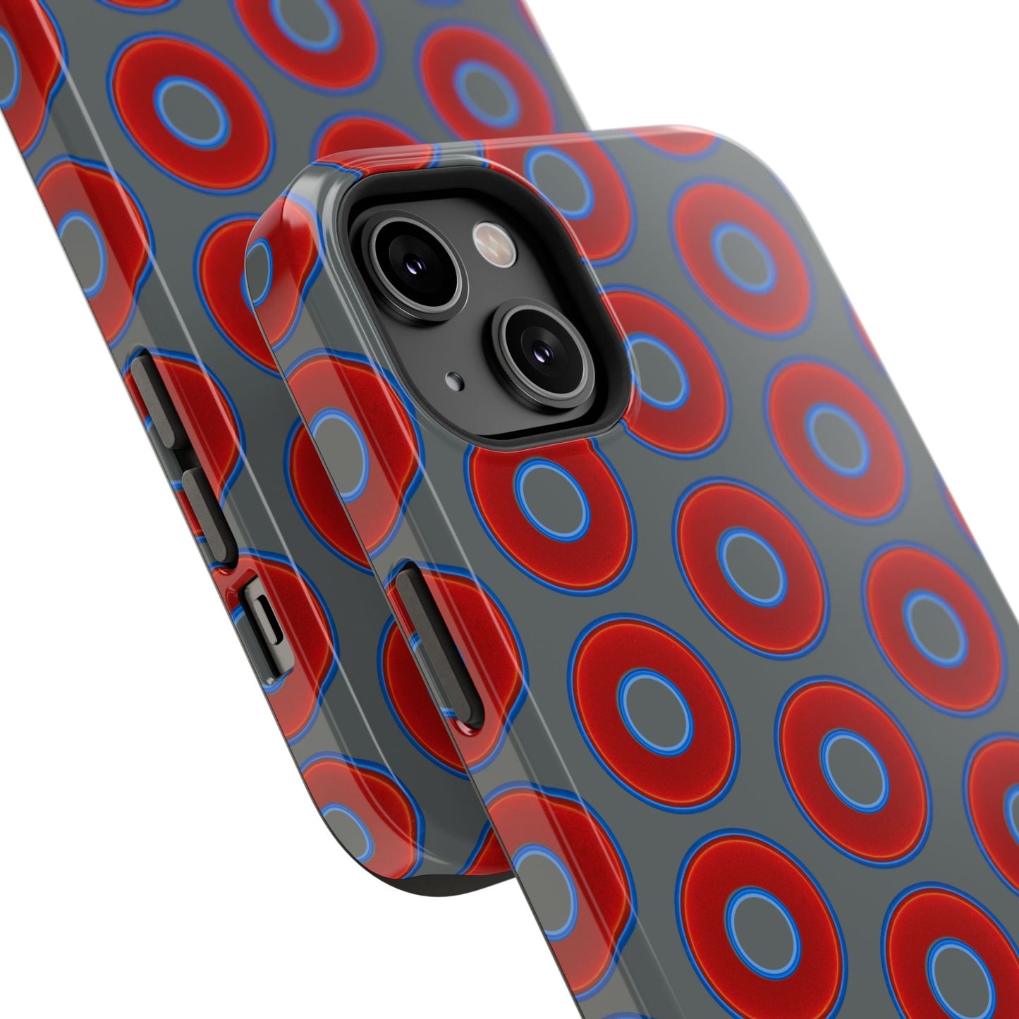 Impact-Resistant Lumpy Donut Case - red vivid donut print w/dark gray background
