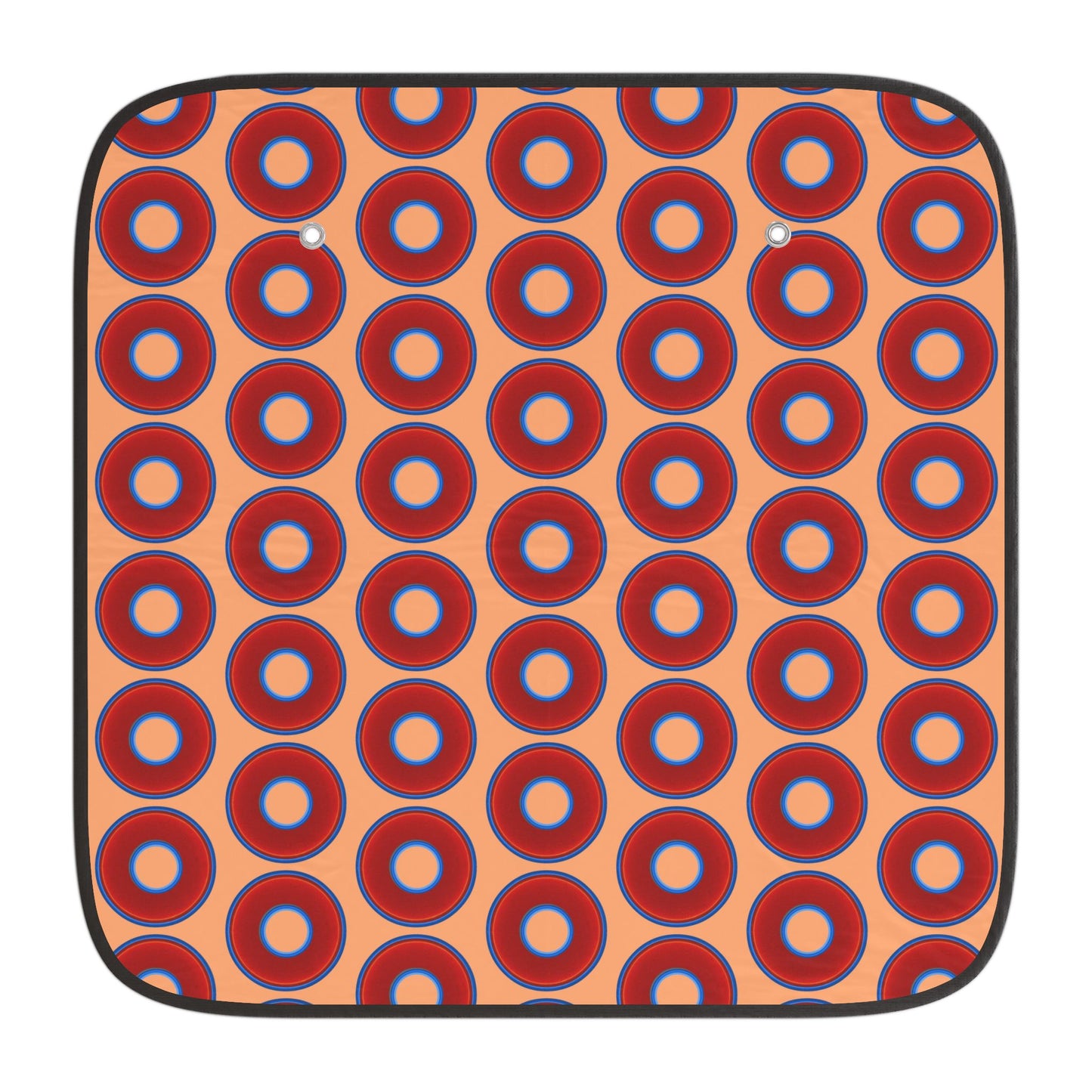 Automotive Donut Sun Shade - red vivid donuts w/peach background