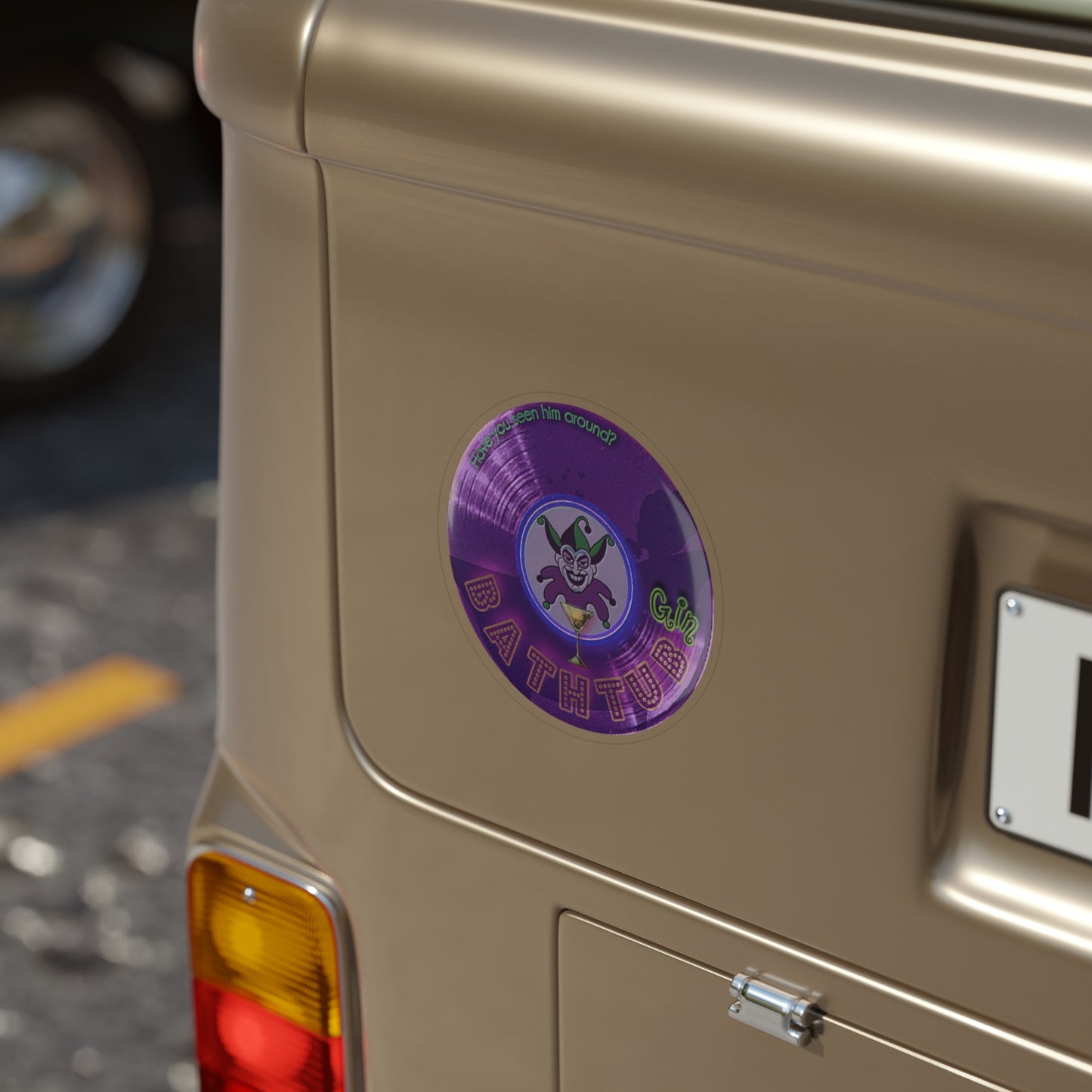 Donut Bumper/Outdoor Sticker - The Joker's Personal Sticker - Troubadour Edition" - series 1.0 - variant 1 - purple donut - [Die-Cut] 6"x 6"