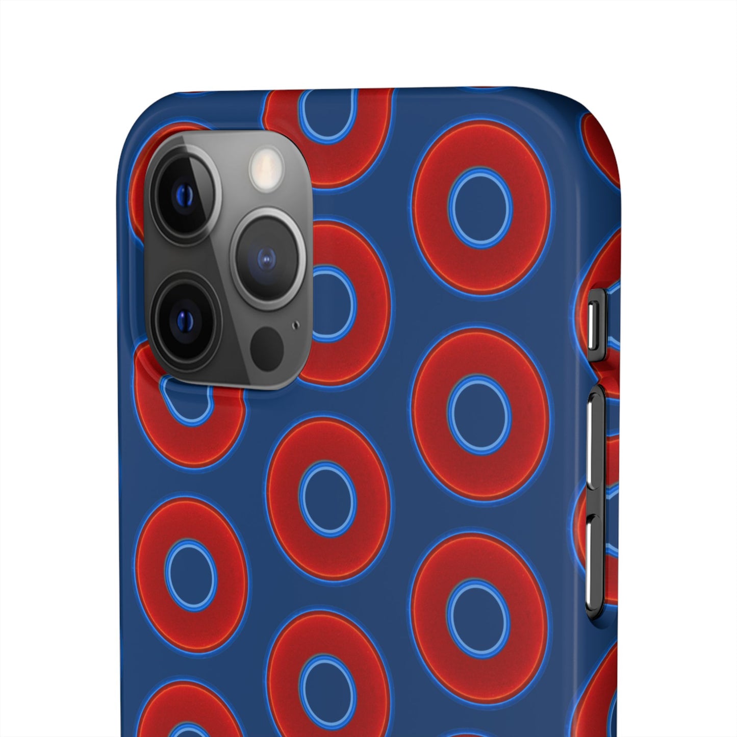 Lumpy Donut Snap Case - red vivid donut print w/Atlantic navy blue background