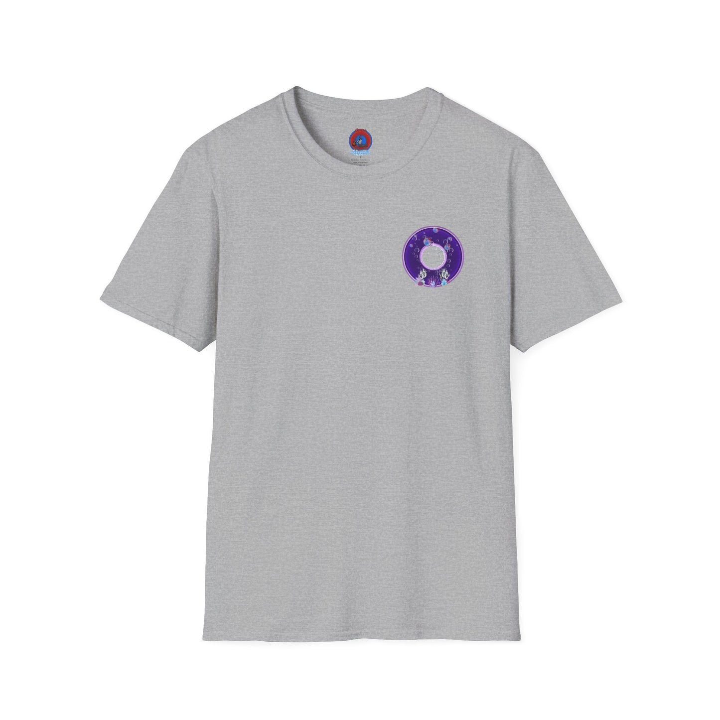 Classic Donut Tee - Unisex Soft-Style - "Sure That Sirens Made This Donut For Me" - vivid dark purple/light purple donut