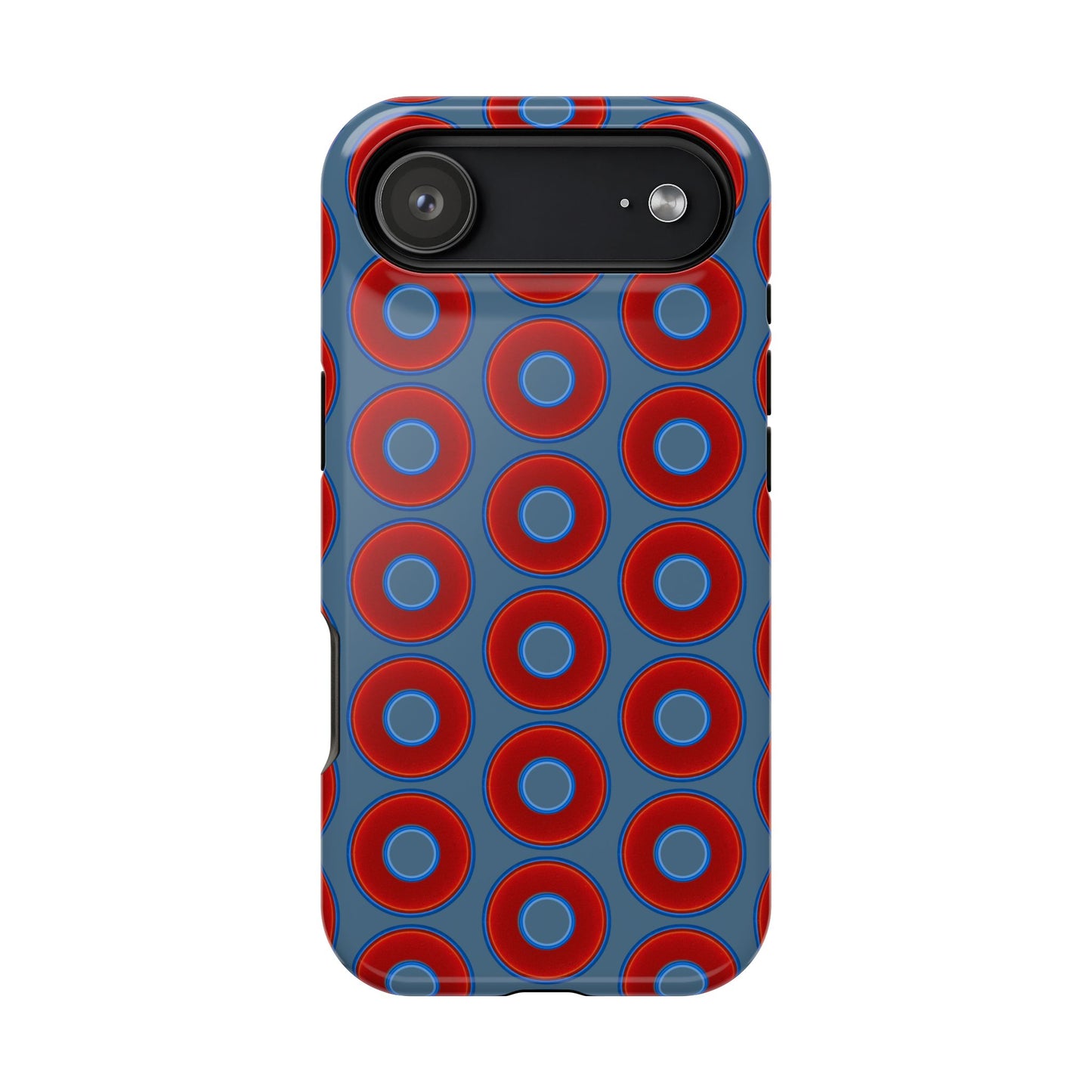Magnetic Tough Donut Case - red vivid donut print w/steel blue background