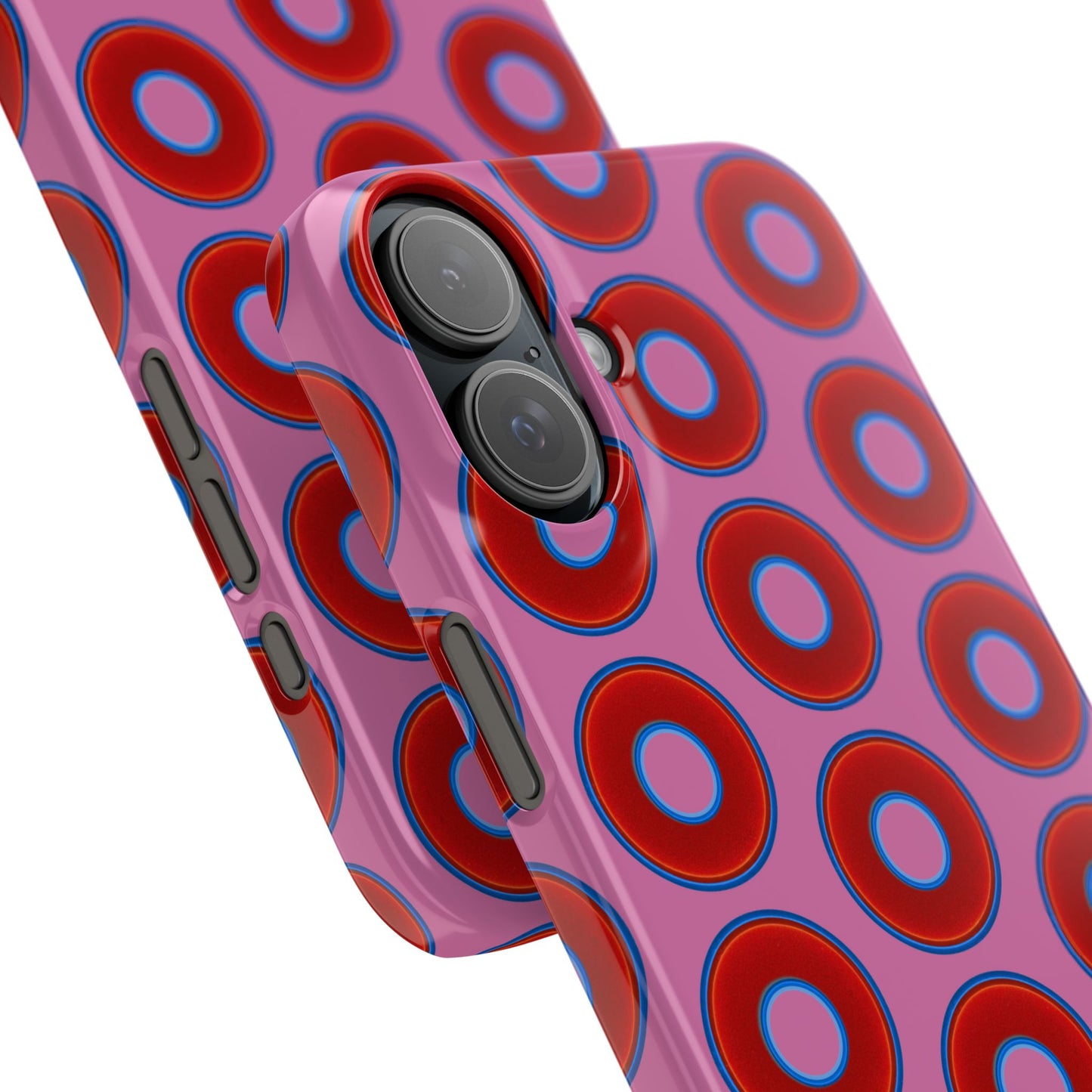 Lumpy Donut Snap Case - red vivid donut print w/light pink background