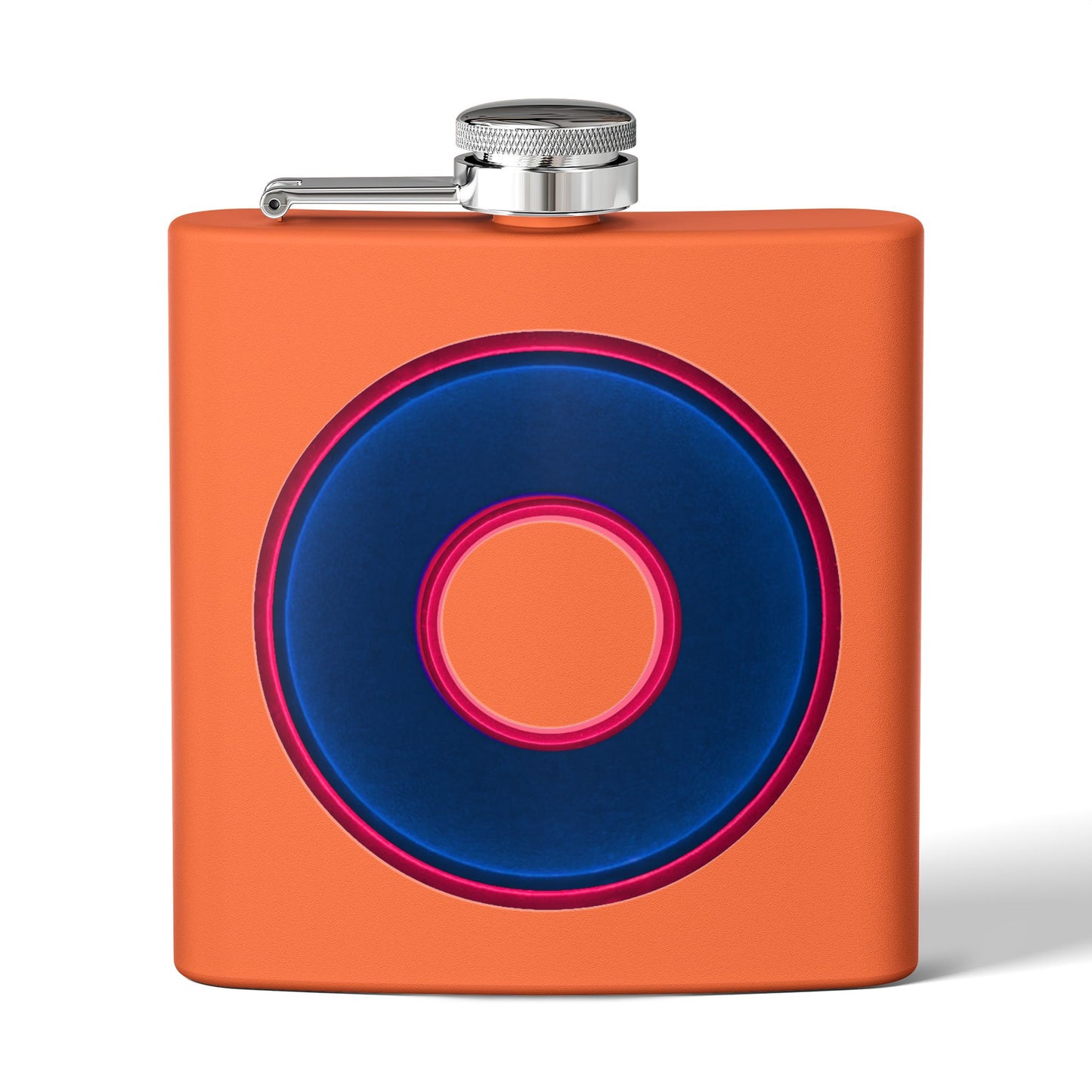 Lump's Donut Flask 6 oz - Vivid dark blue/red donut - [*w/your choice of 6 backgrounds]