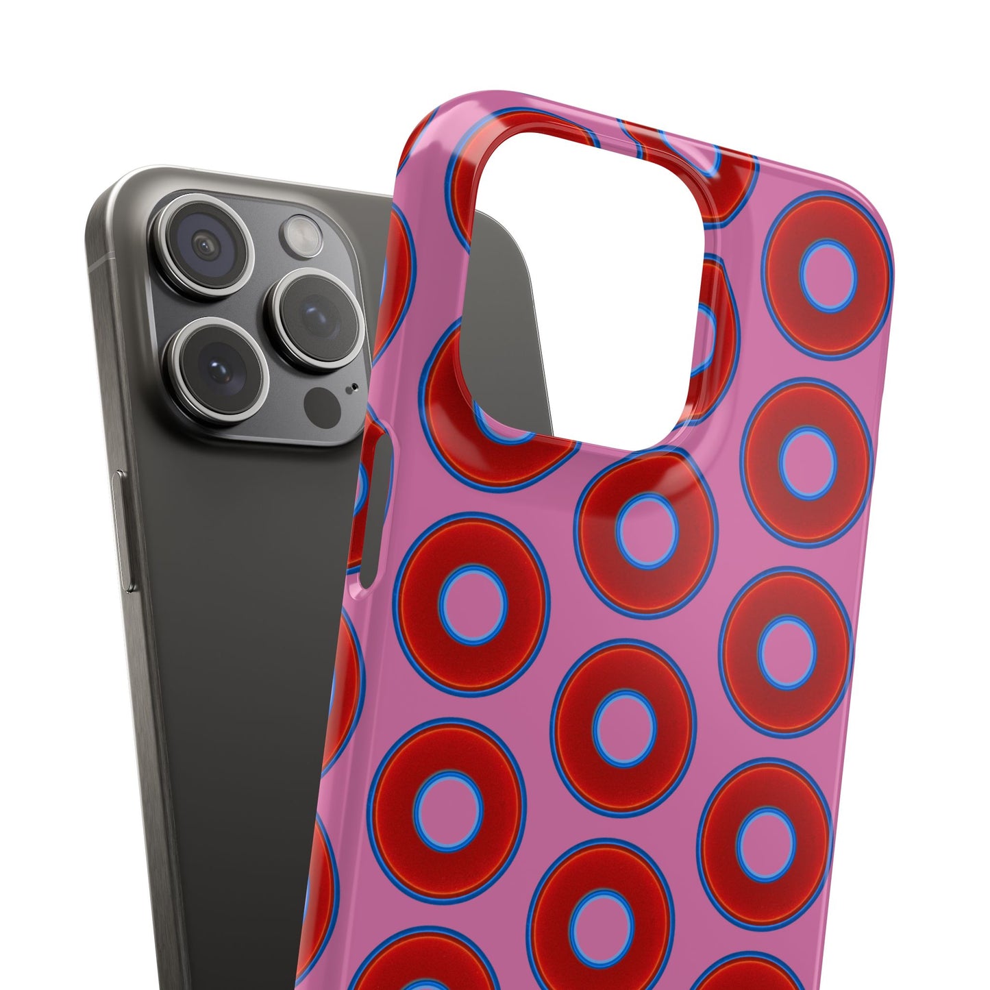 Lumpy Donut Snap Case - red vivid donut print w/light pink background