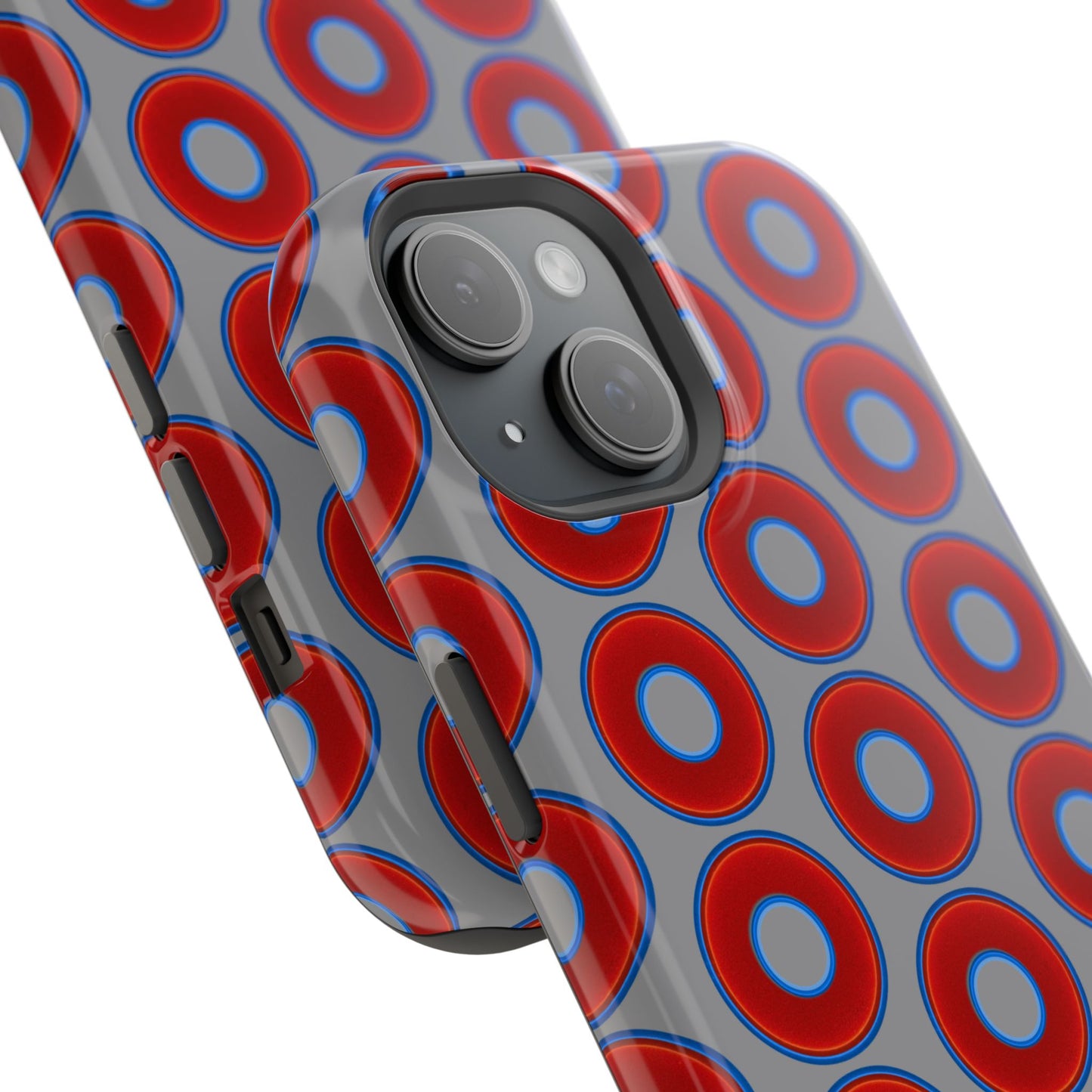 Magnetic Tough Donut Case - red vivid donut print w/gray background
