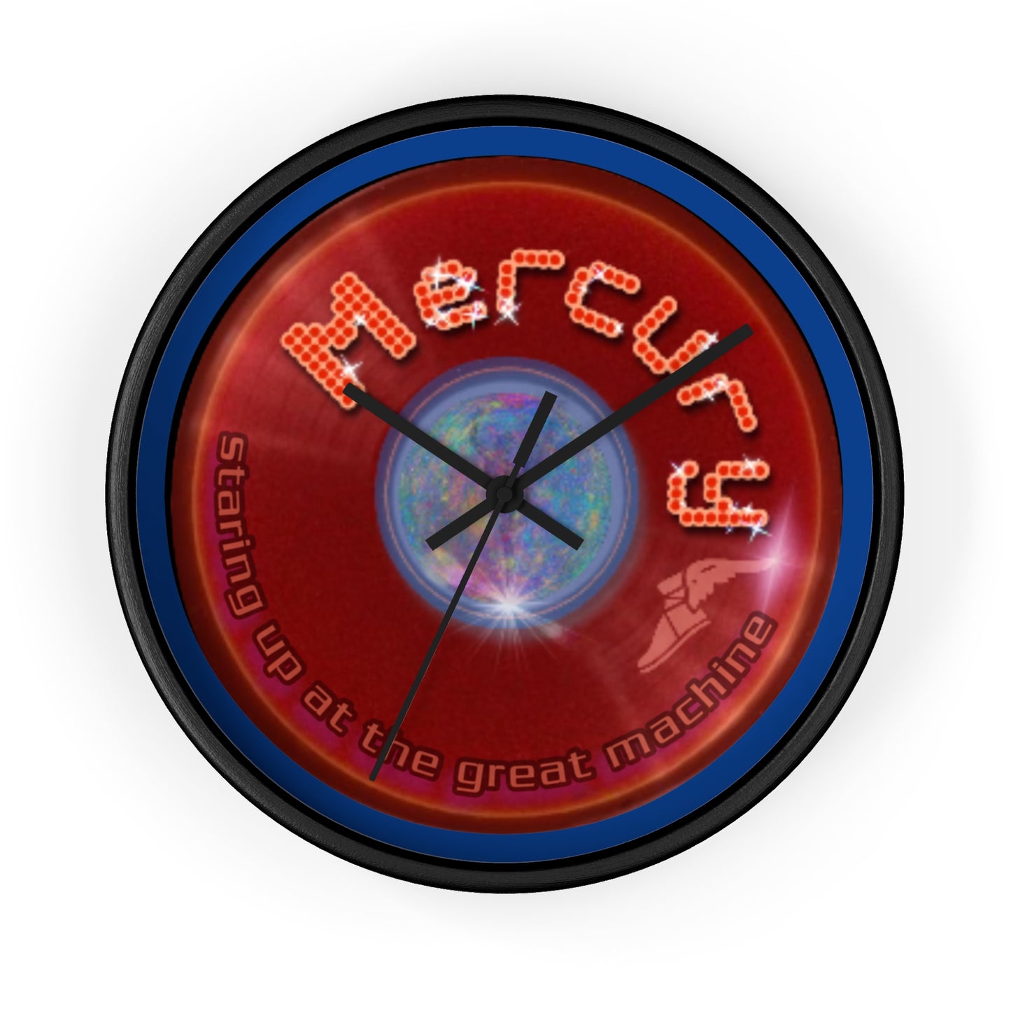 Lumpy Wall Clock - "Donuts of the Gods" - variant 3 - red vivid donut w/dark blue background