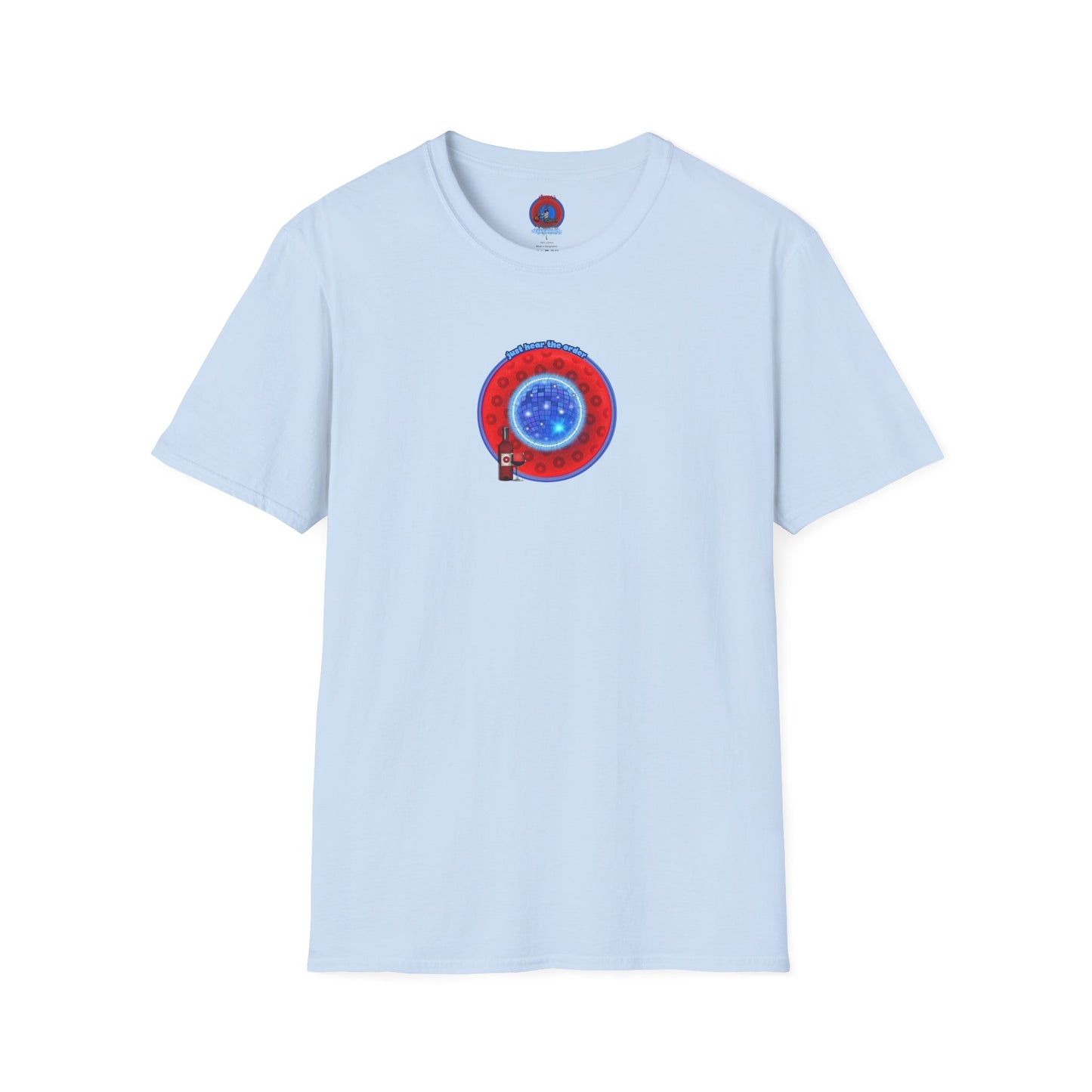 Classic Donut Tee - Unisex Soft-Style - "The Skipper's Donut" - red/blue paradoxical widemouthed donut - variant 1