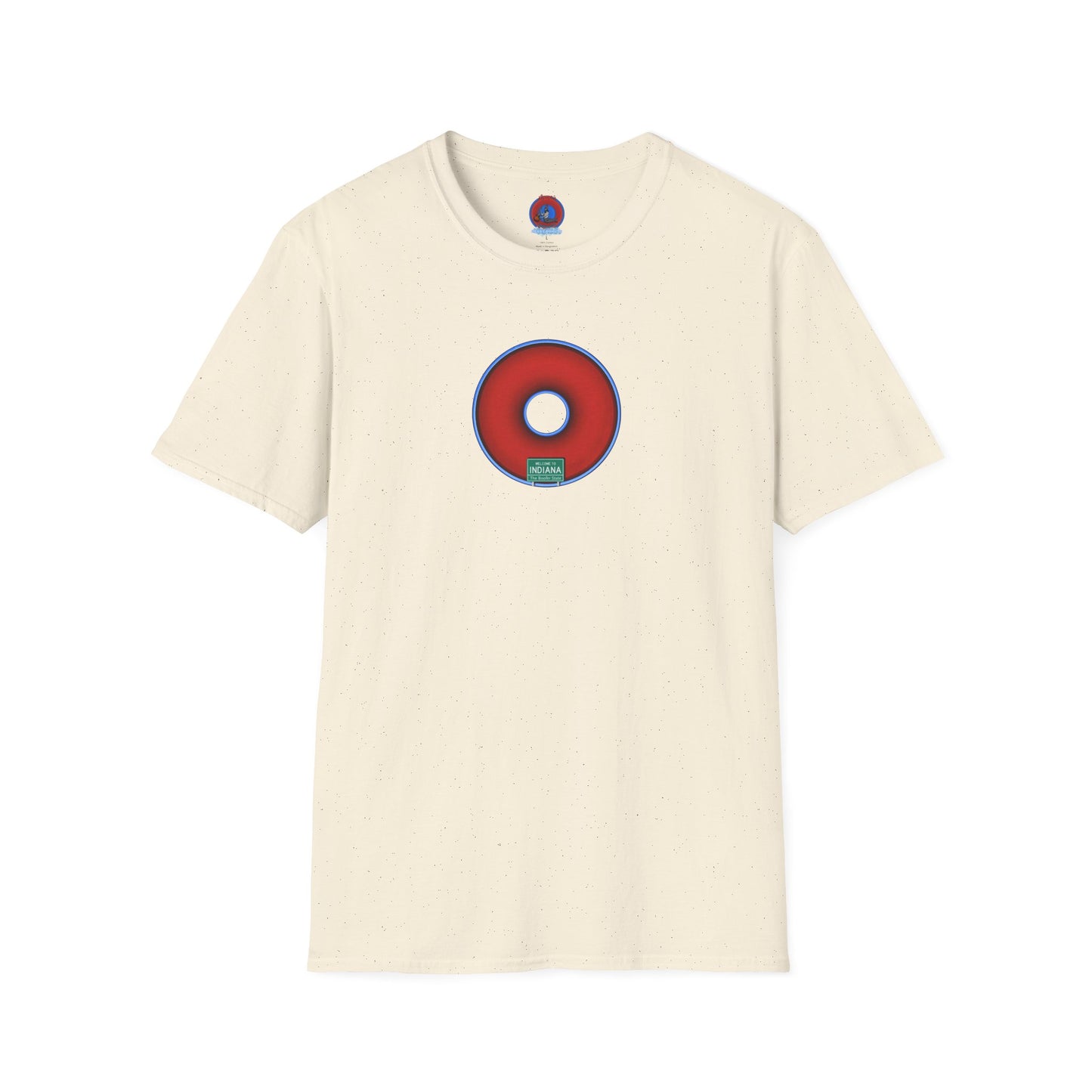 Classic Donut Tee - Unisex Soft-Style - "Indiana is for Boofers" - vivid red/blue plumpy donut - variant 3 - plain