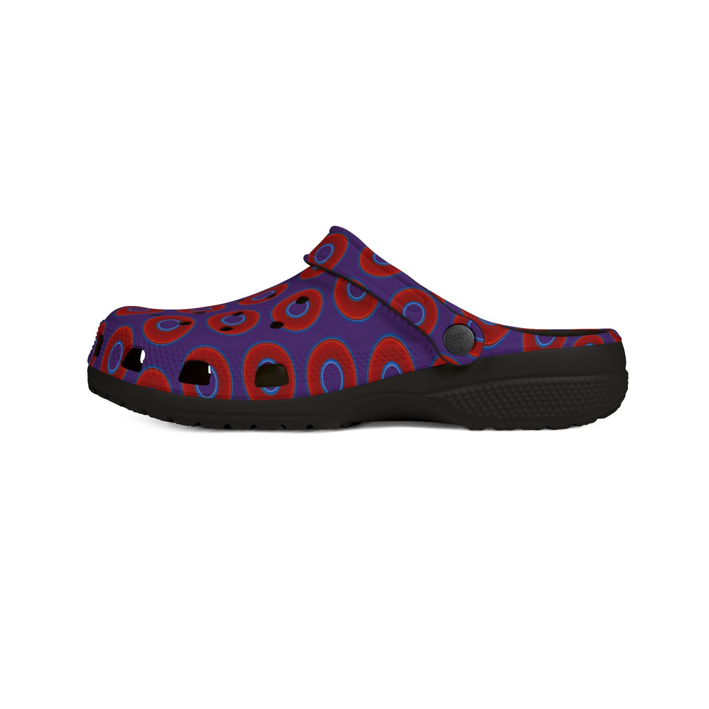 Spatchcocks - donut slip-on shoes - vivid red donuts w/dark purple background [unisex]