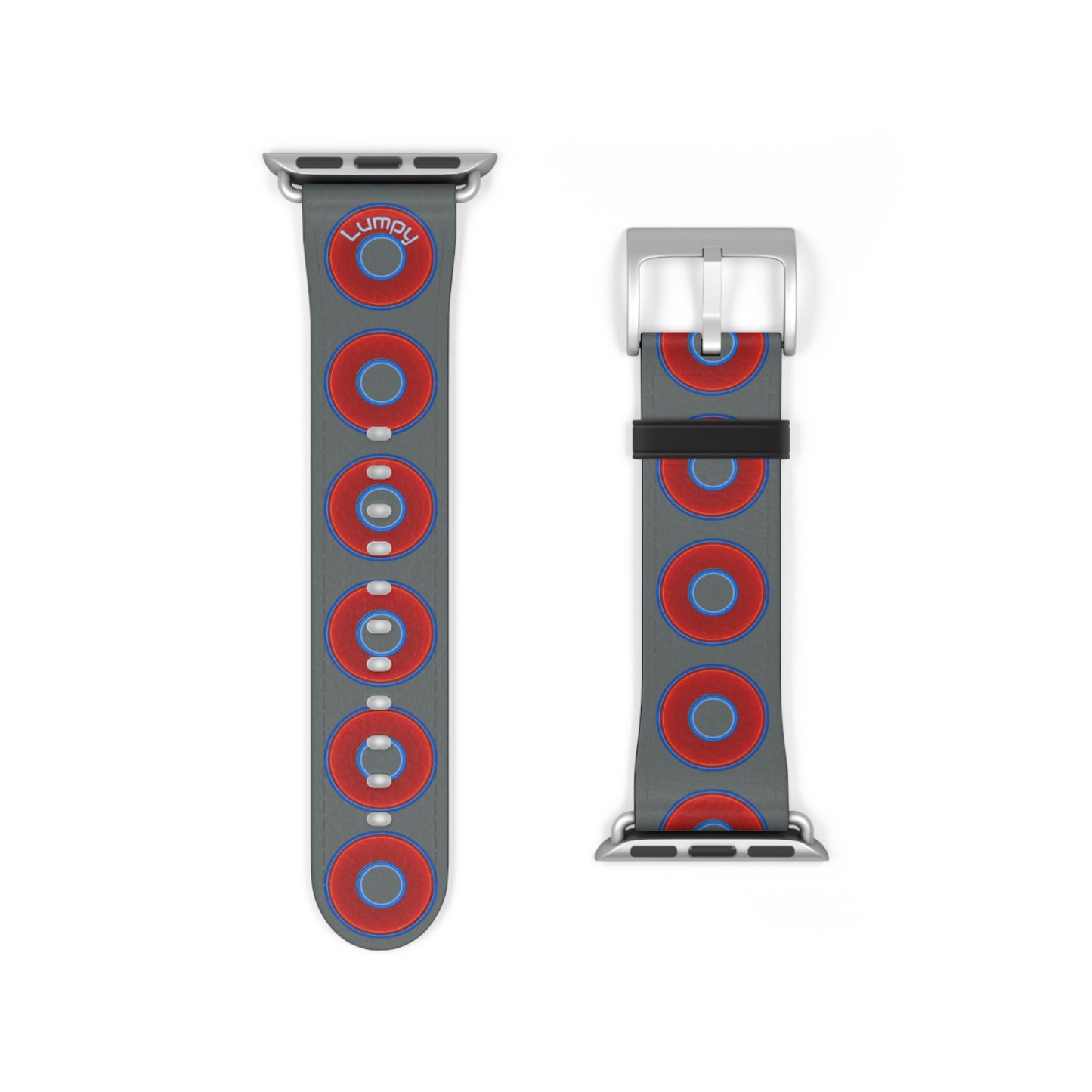 Lumpy Donut Wristband - compatible w/apple watch - red vivid donuts w/dark gray background