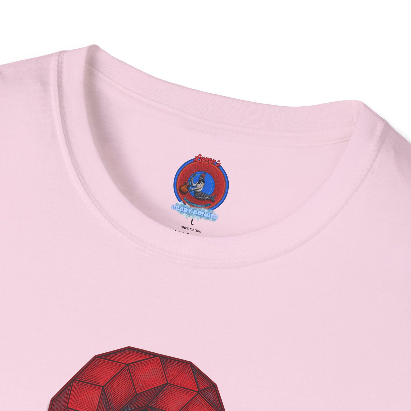 Classic Donut Tee - Unisex Soft-Style - "The 9th Donut" - rustic red/blue cubed donut - variant 1