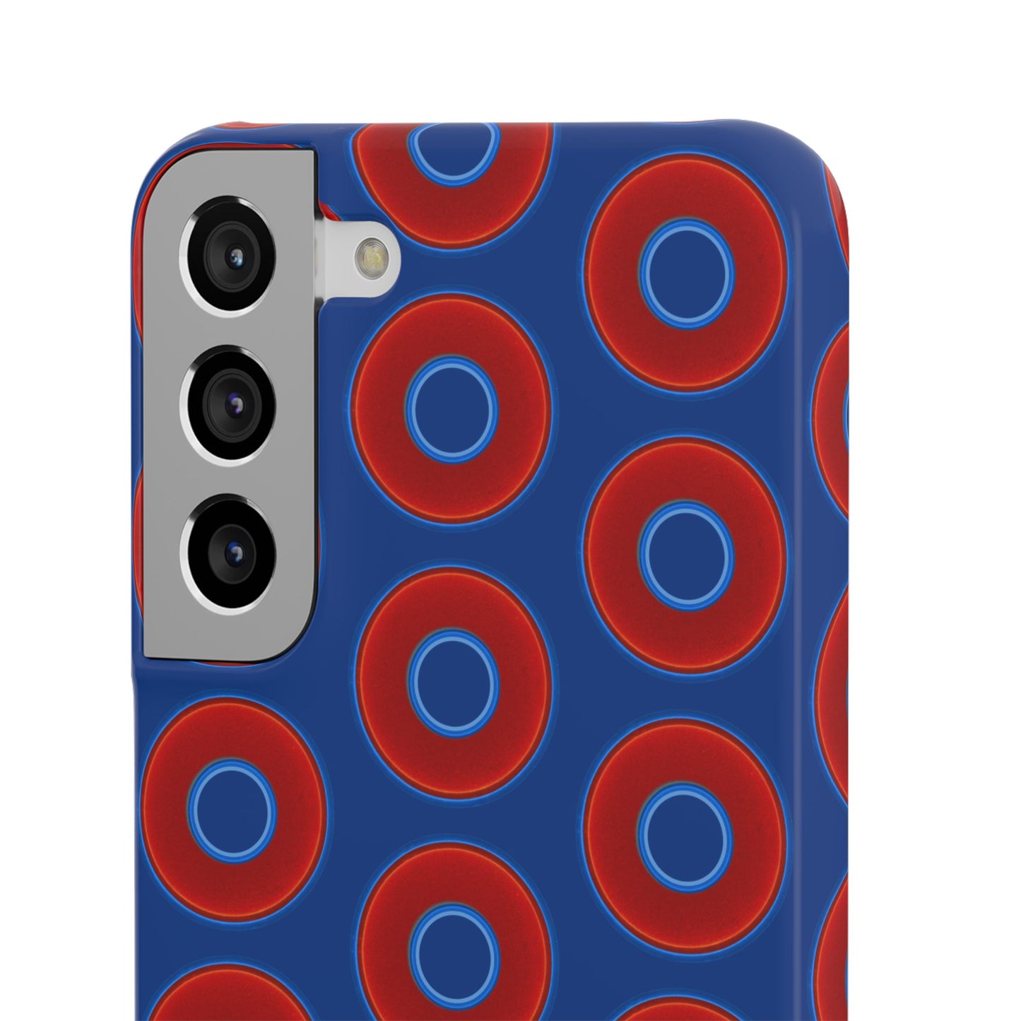 Lumpy Donut Snap Case - red vivid donut print w/dark blue background
