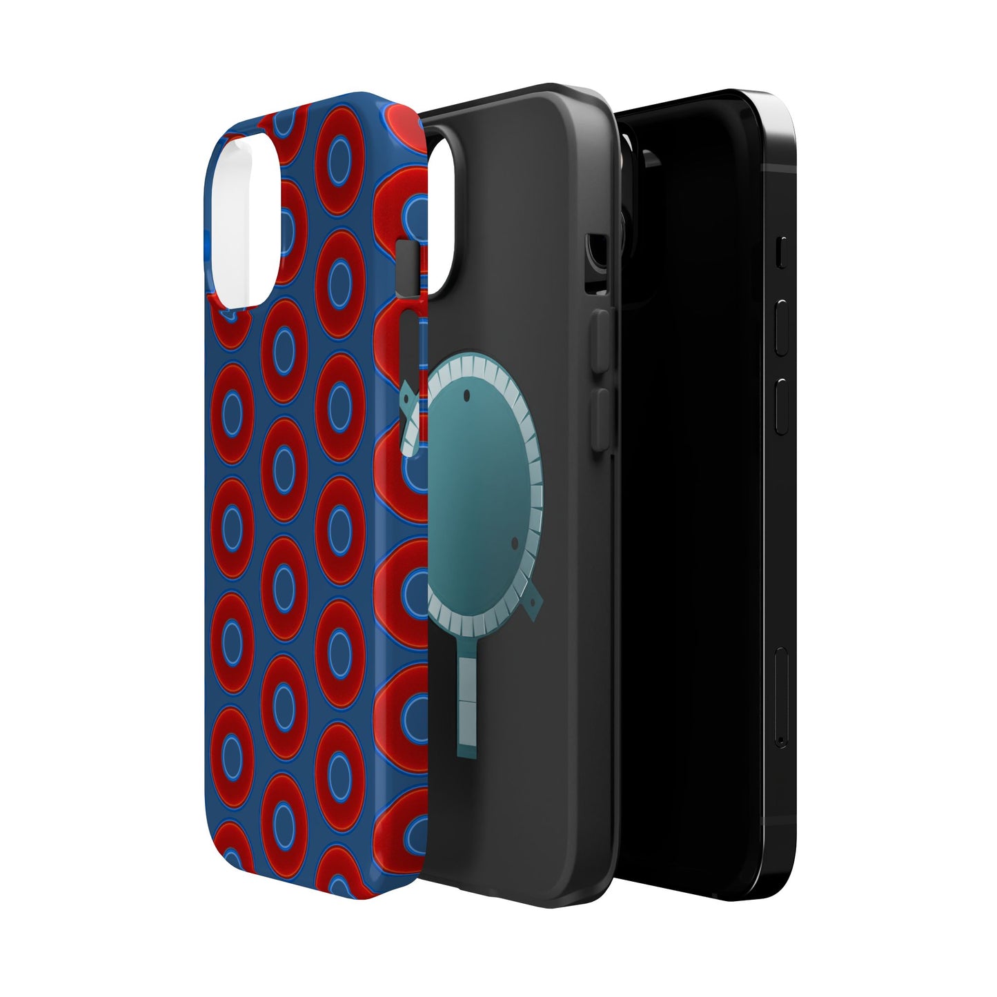 Magnetic Tough Donut Case - red vivid donut print w/light navy blue background