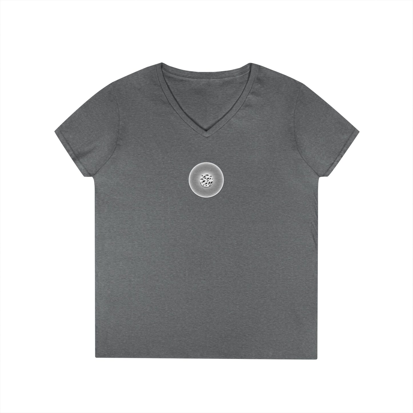 Women's Donut V-Neck Tee - "If I'm Swimming By" - variant 1 - white/black phatty donut w/