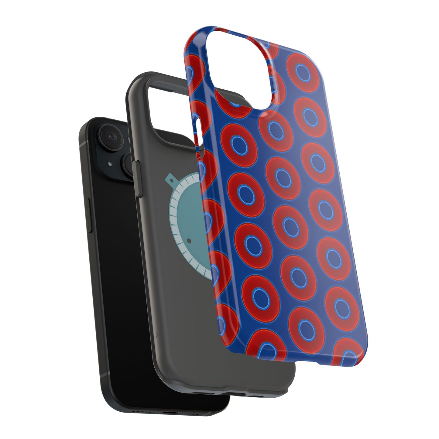 Magnetic Tough Donut Case - red vivid donut print w/dark blue background