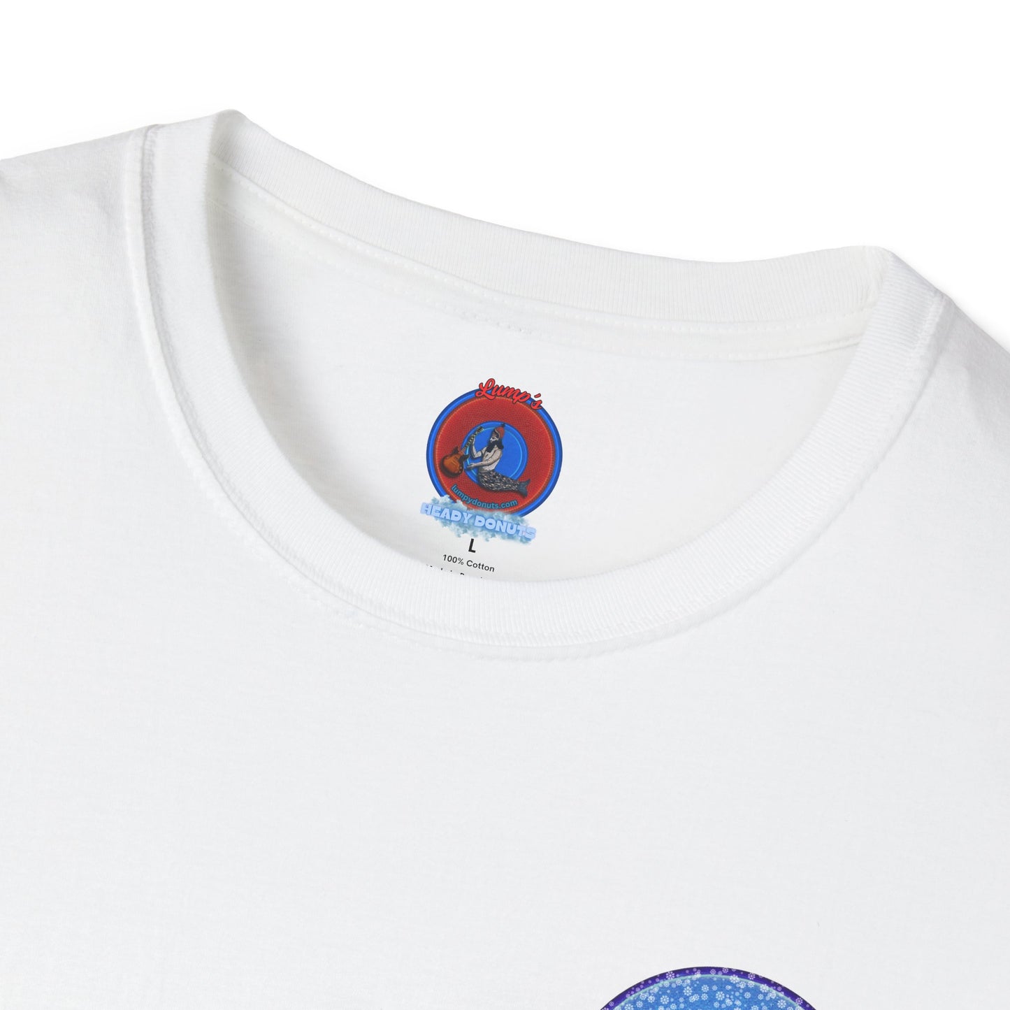 Classic Donut Tee - Unisex Soft-Style - "The Donut Locked in Glaciers" - series 1.0 - blue donut