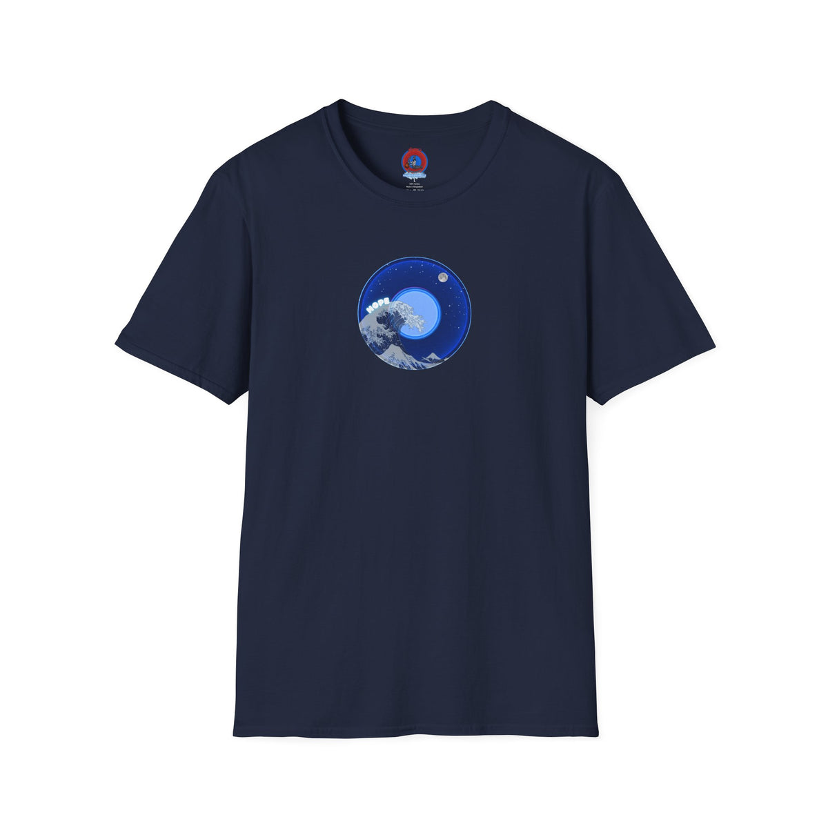 Classic Donut Tee - Unisex Soft-Style - "The Hopeful Waving Donut" - vivid blue donut - variant 1