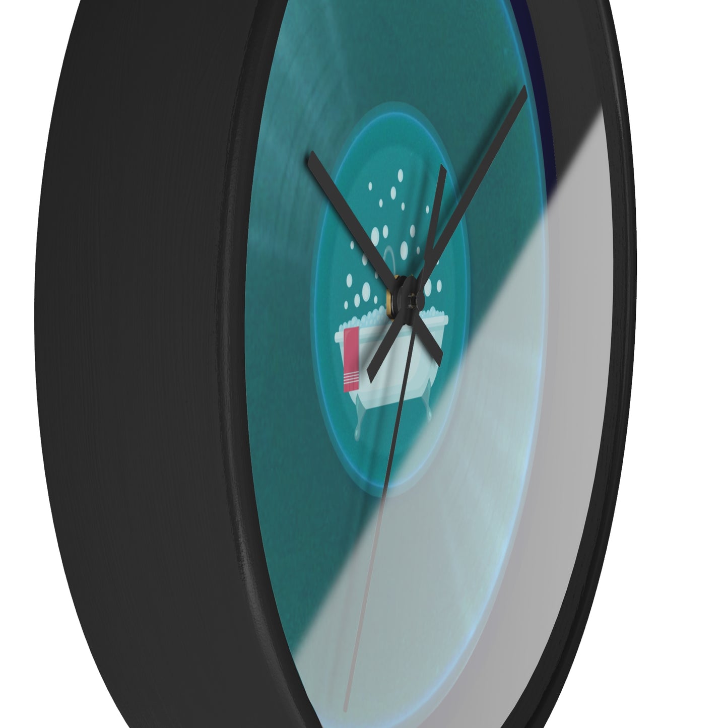 Lumpy Wall Clock - "Bath Time Fun Donut" aquamarine vivid donut w/midnight blue background