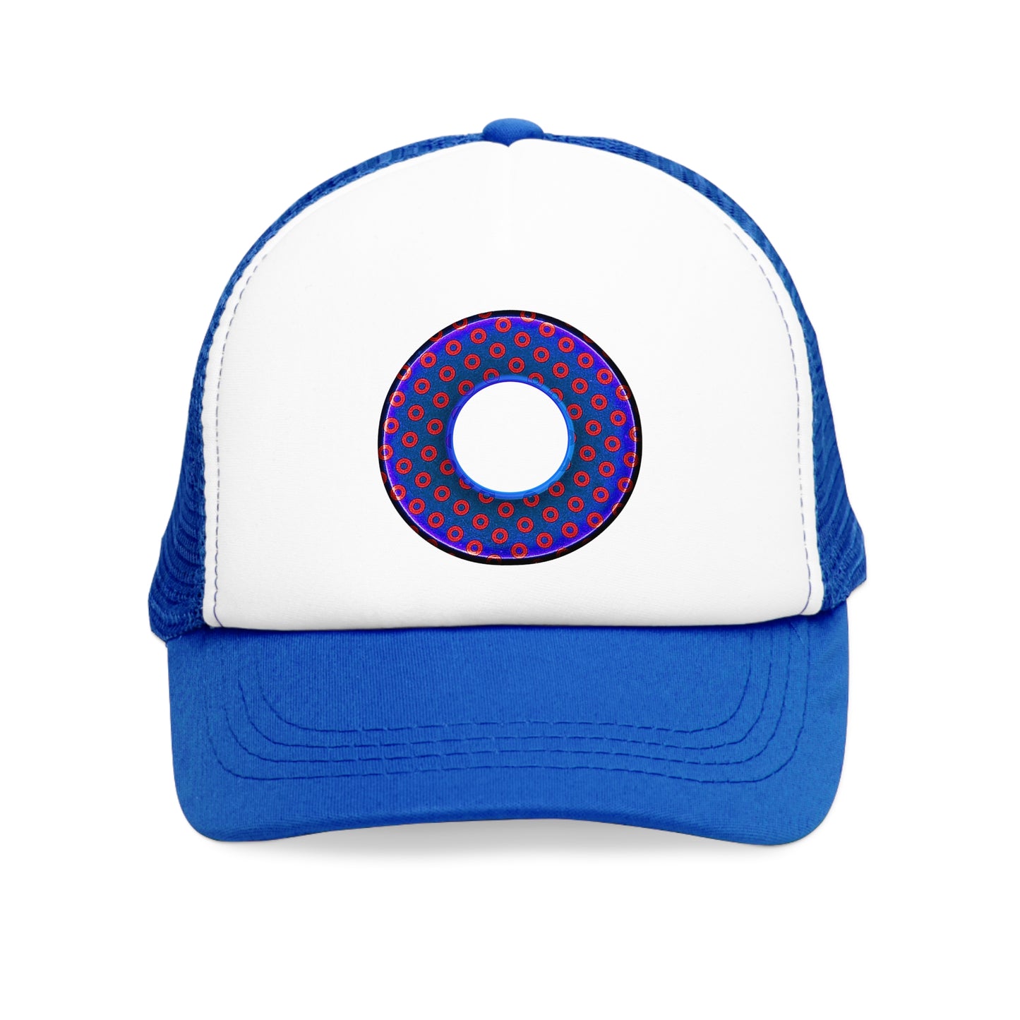 Lumpy Trucker Hat - "Paradoxical Donut - variant 4 - metallic donut print " blue & red