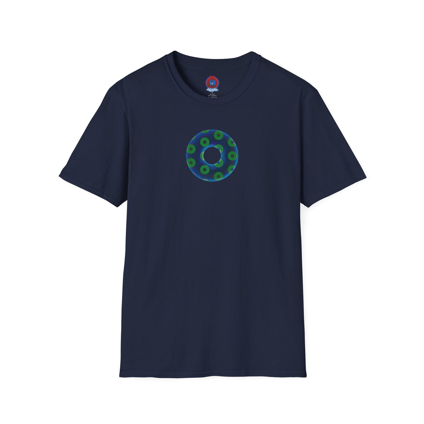 Plain Donuts/Unisex Soft-Style - "Plain Blimpy Paradoxical Donuts" - dark blue/lime green donuts