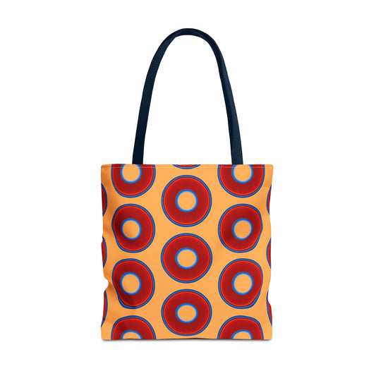 Lumpy Beach/Tote Bag - red vivid donuts w/creamcicle orange background