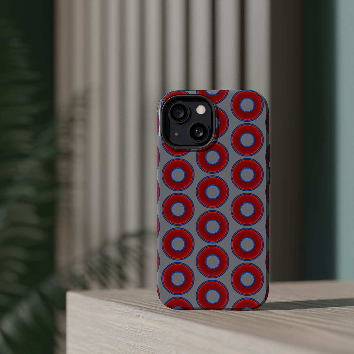 Magnetic Tough Donut Case - red vivid donut print w/gray background