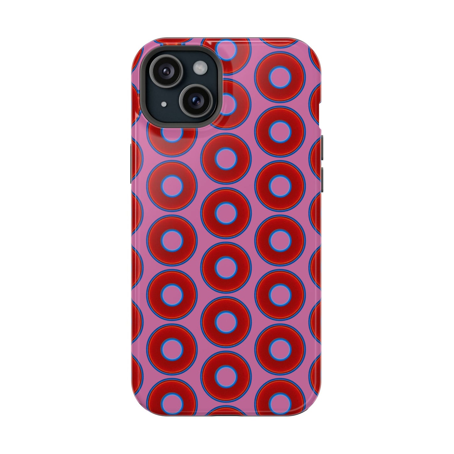 Magnetic Tough Donut Case - red vivid donut print w/pink background