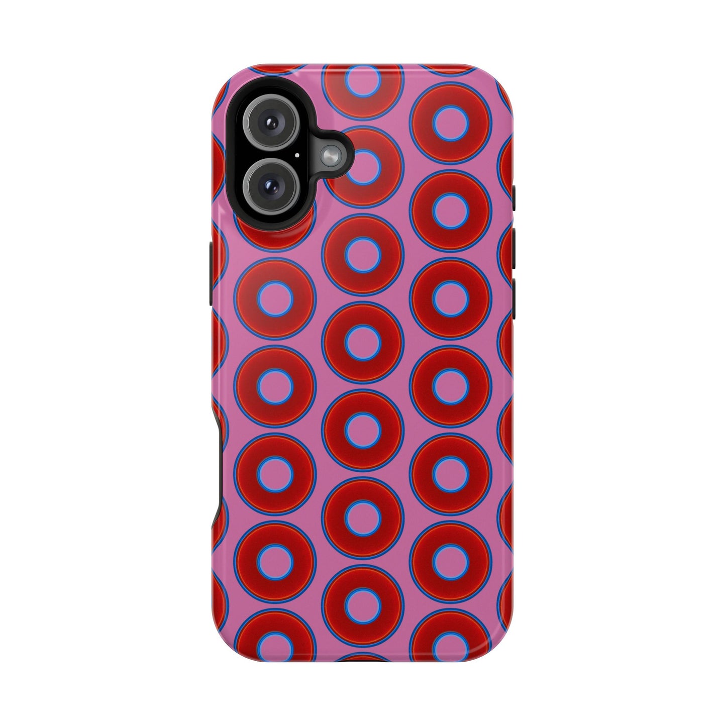 Magnetic Tough Donut Case - red vivid donut print w/pink background