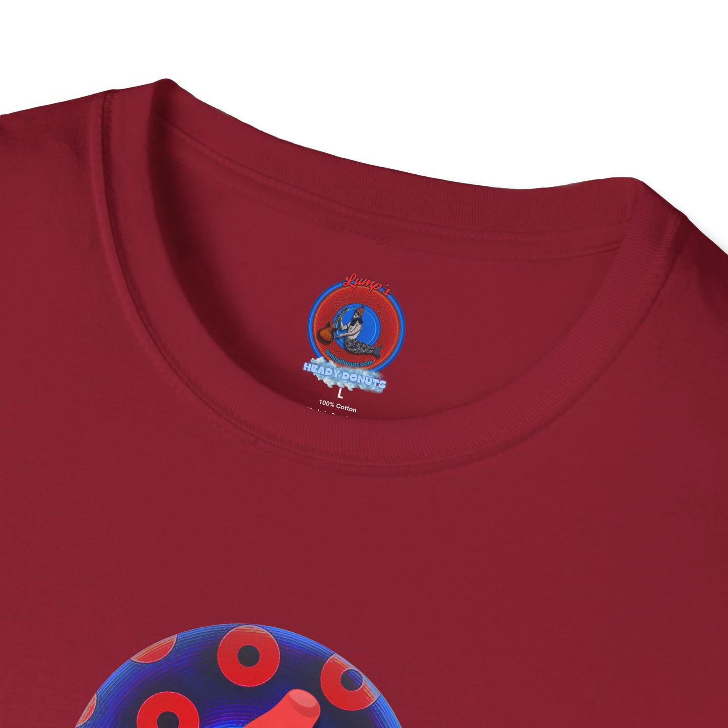 Classic Donut Tee - Unisex Soft-Style - "Blow this Popsicle Stand" - blue/red paradox bomb pop donut - variant 1