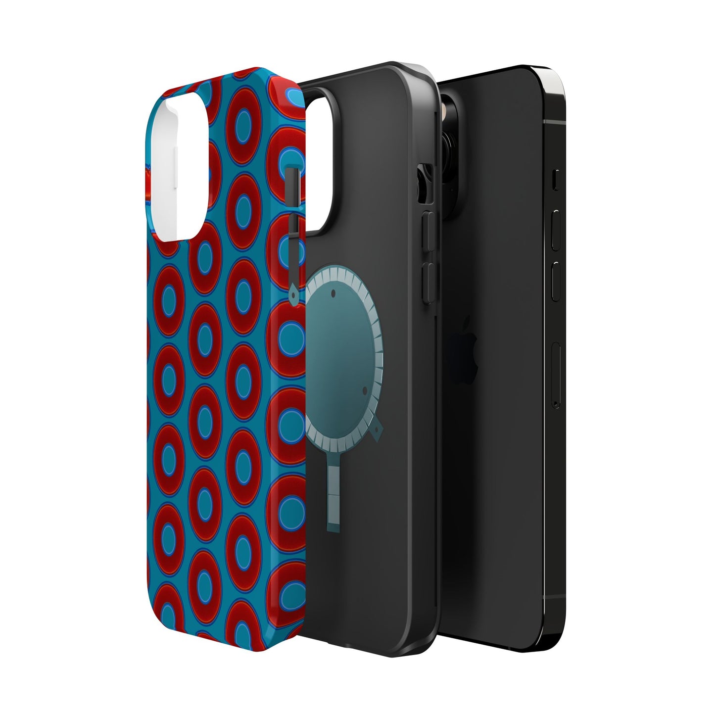 Magnetic Tough Donut Case - red vivid donut print w/aquamarine blue background