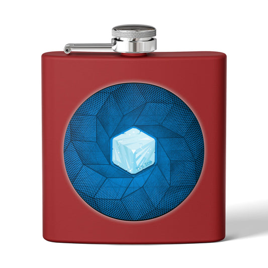 Lump's Donut Flask 6 oz -  "It's Ice... Cube's Donut Flask" - blue cubed donut - [*w/your choice of 6 backgrounds]