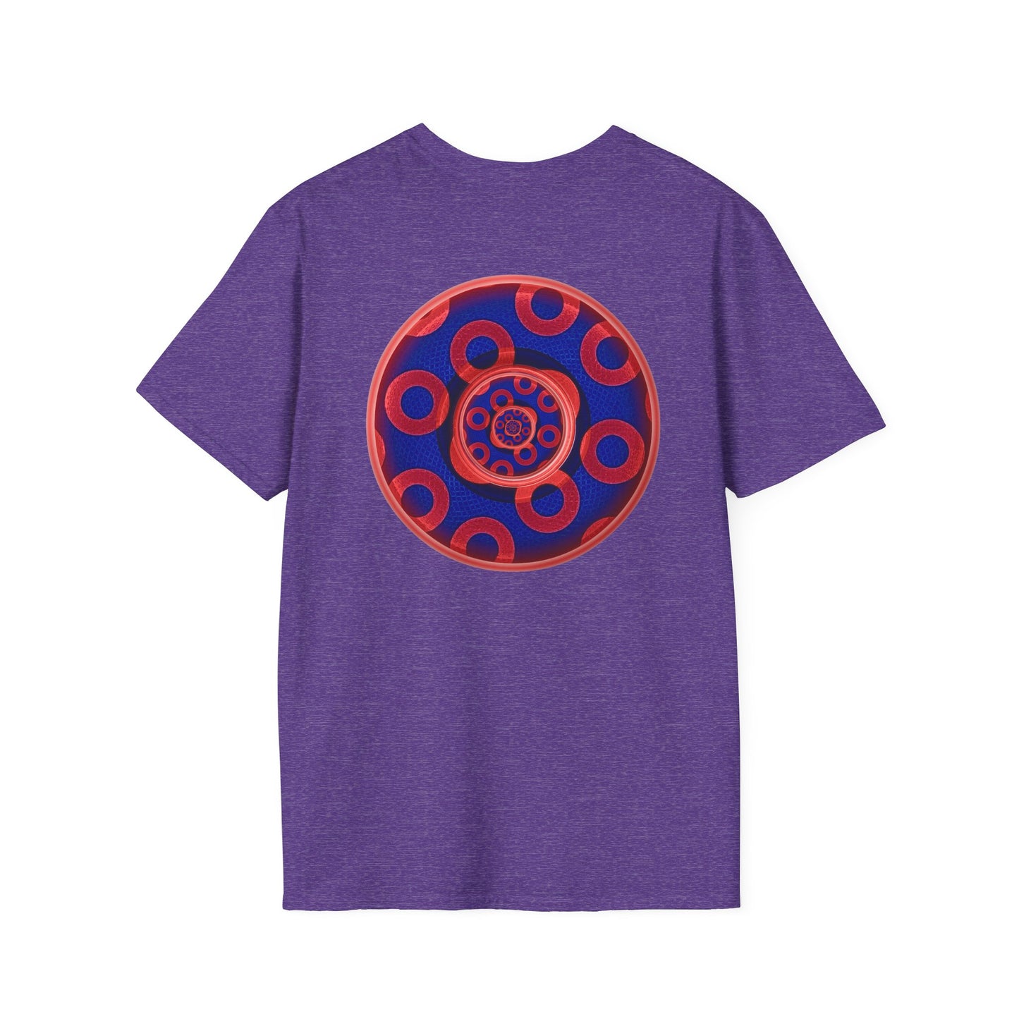 Classic Donut Tee - Unisex Soft-Style - "Kaleidoscope Abyss of Donut" - paradoxical print - variant 2 - series 1.0 - donut vortex - red/blue