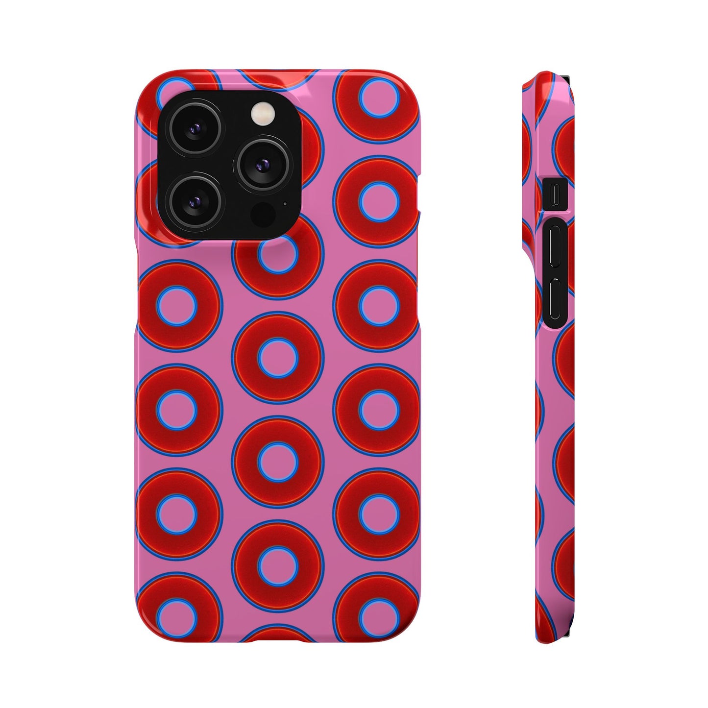 Lumpy Donut Snap Case - red vivid donut print w/light pink background