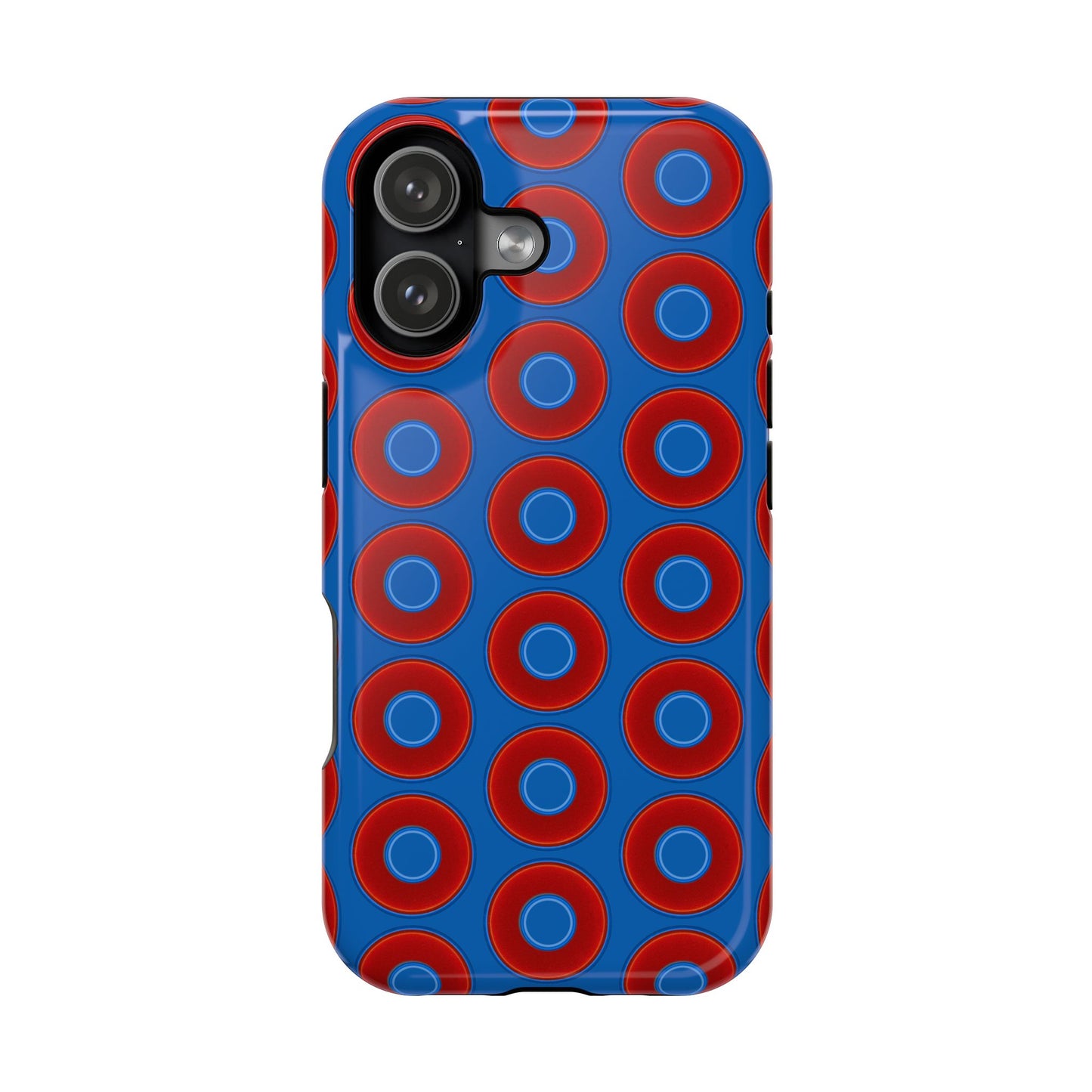 Magnetic Tough Donut Case - red vivid donut print w/dark royal blue background