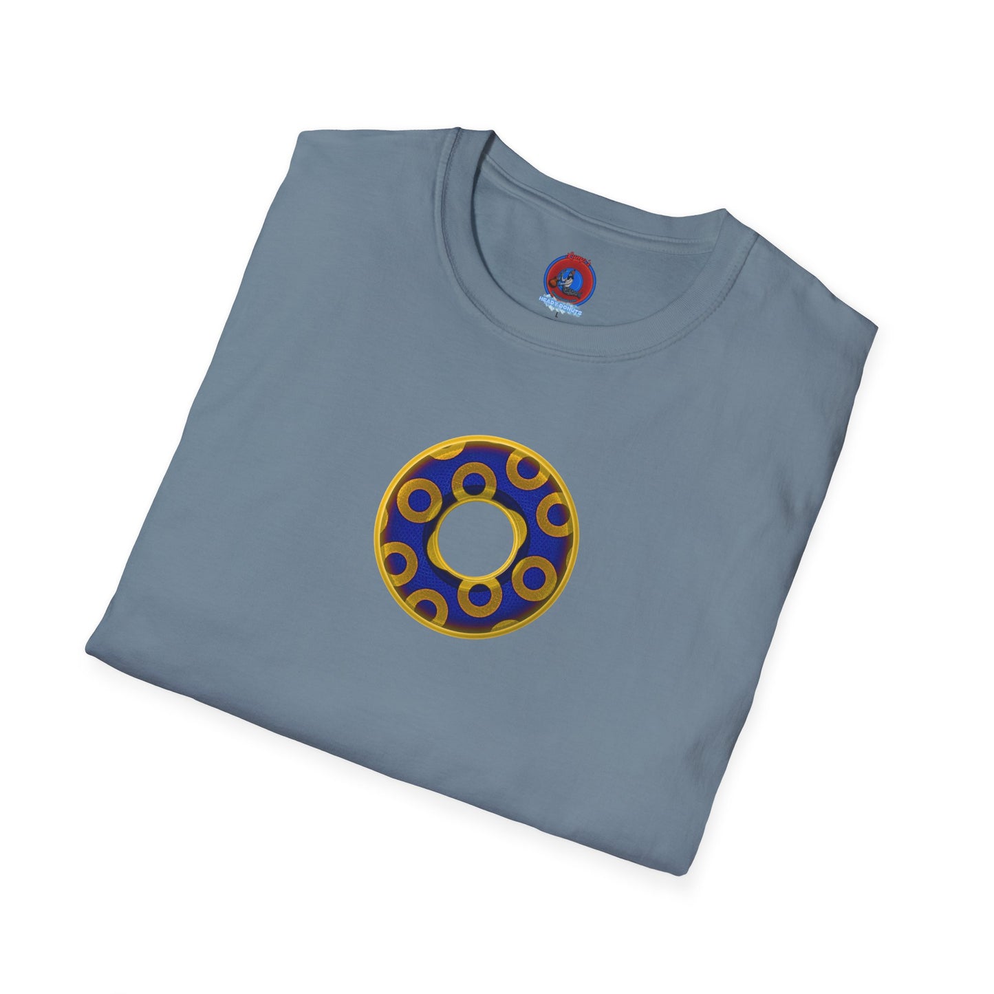 Plain Donuts/Unisex Soft-Style - "Plain Rustic Paradoxical Donuts" - yellow/dark blue donuts
