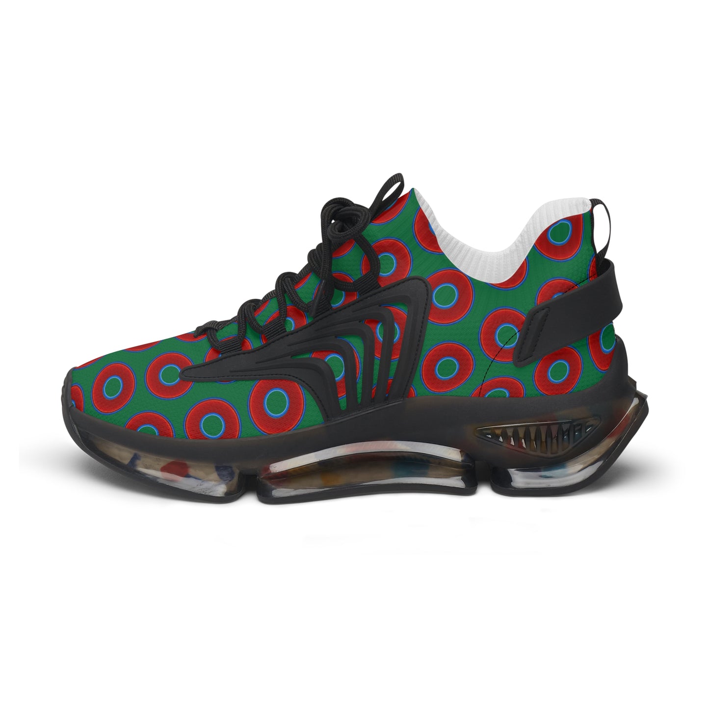 Women's Donut Kicks - red vivid donut print w/green background