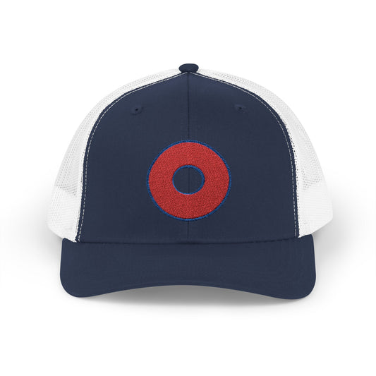 Lumpy Donut Trucker Hat - Red Embroidered Donut
