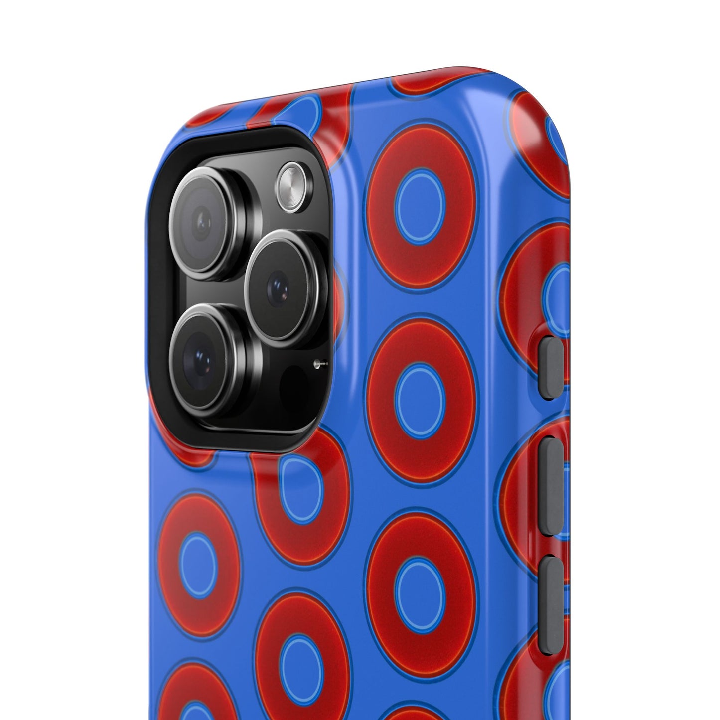 Impact-Resistant Lumpy Donut Case - red vivid donut print w/medium royal blue background