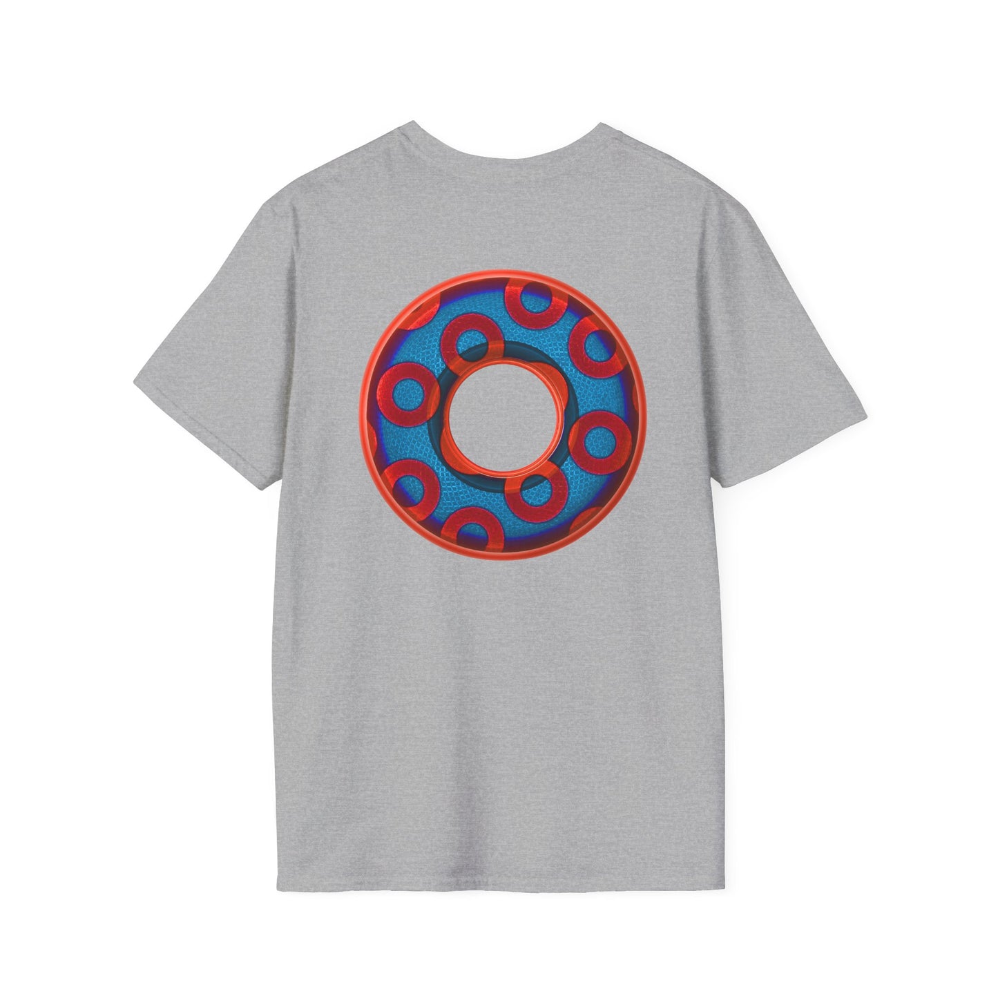 Plain Donuts/Unisex Soft-Style - "Plain Rustic Paradoxical Donuts" - red/light royal blue donuts