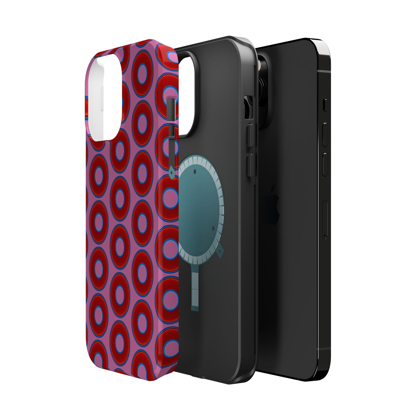 Magnetic Tough Donut Case - red vivid donut print w/pink background